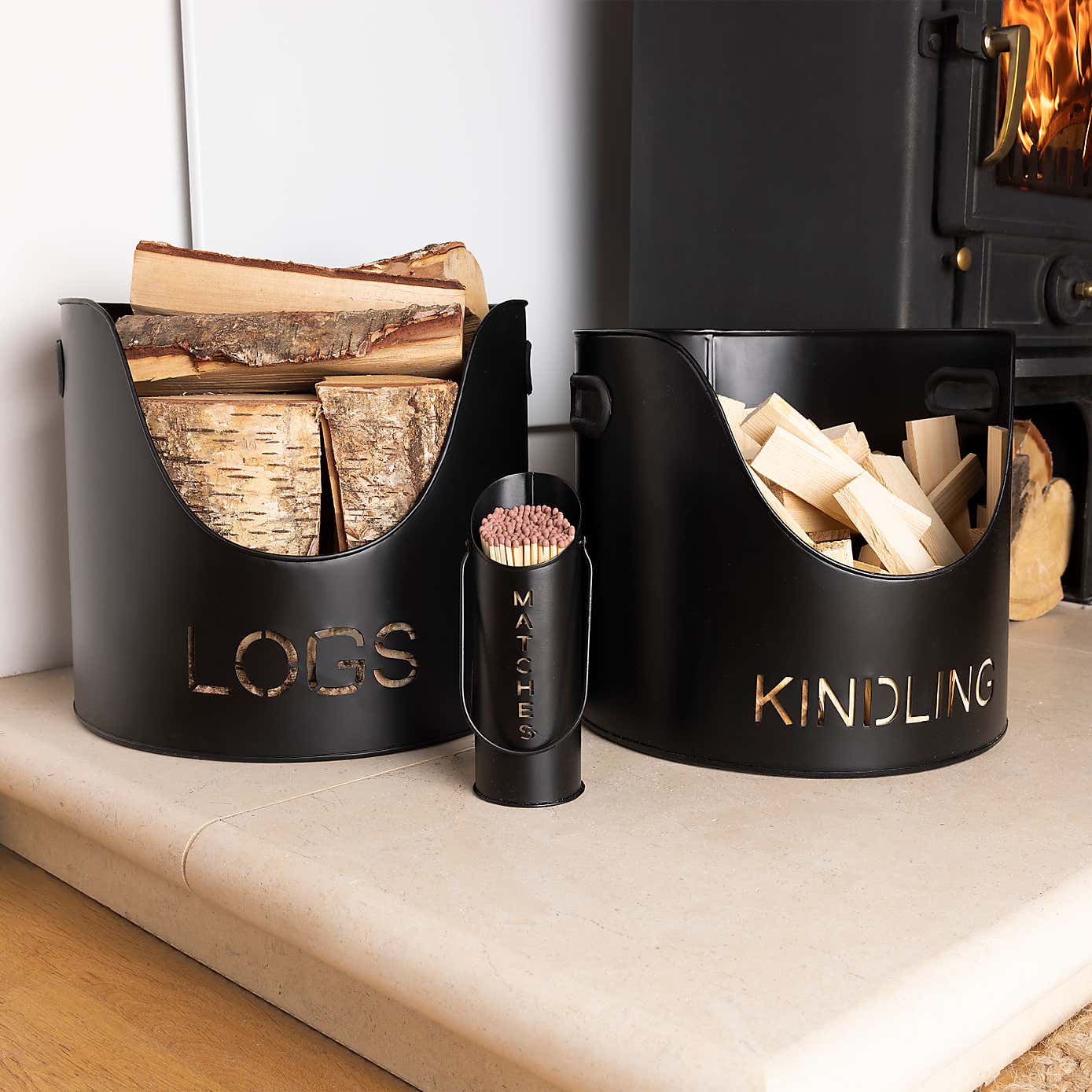 Snug - Fireside Hickory Iron 3 Piece Firewood Set