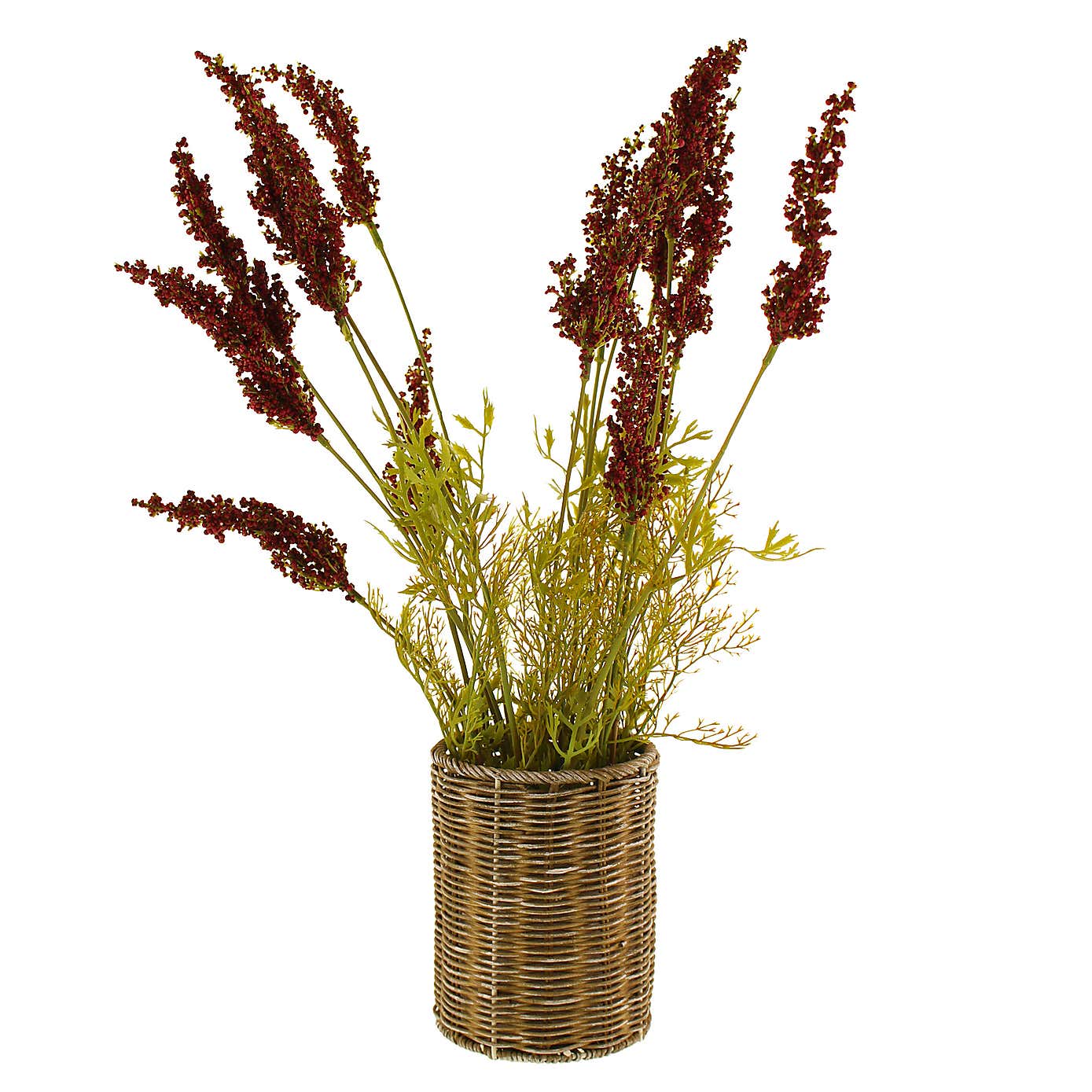 Artificial Lavender in Woven Plant Pot