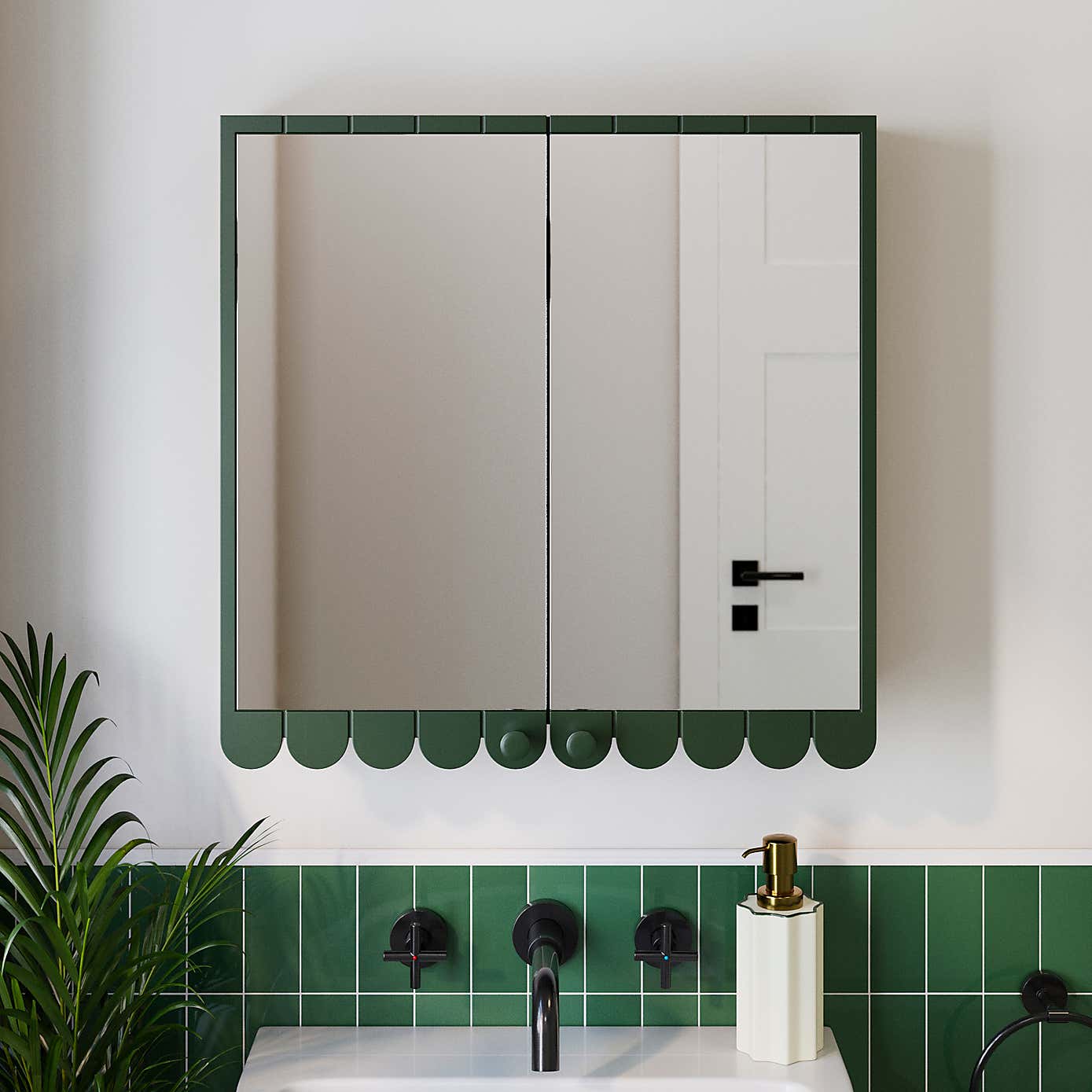 Scallop Mirror Wall Cabinet