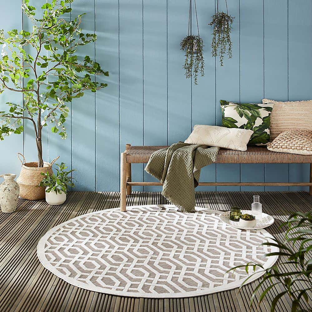 Mataro Geometric Indoor Outdoor Round Rug