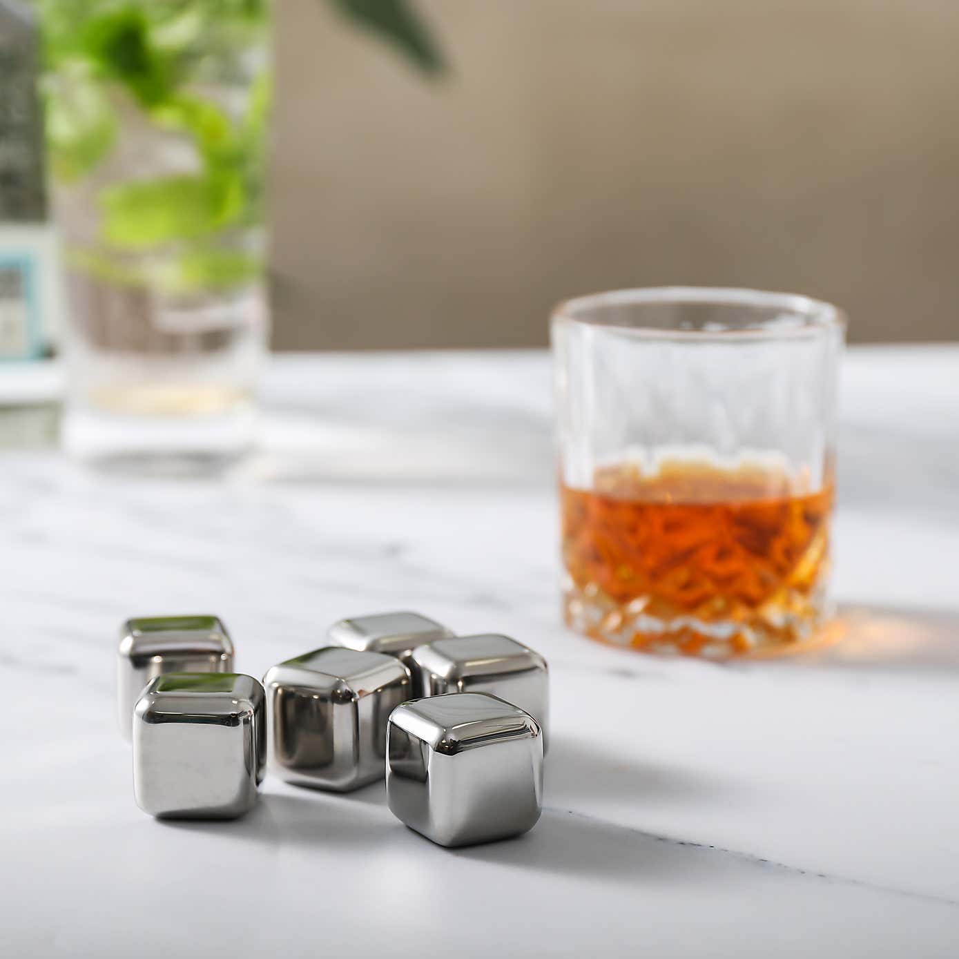 Set of 2 Stainless Steel Ice Cubes