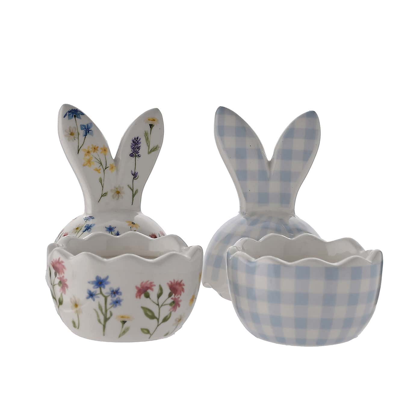 Set of 2 Eggs Traordinary Gifting Bunny Ear Gingham and Floral Egg Cups