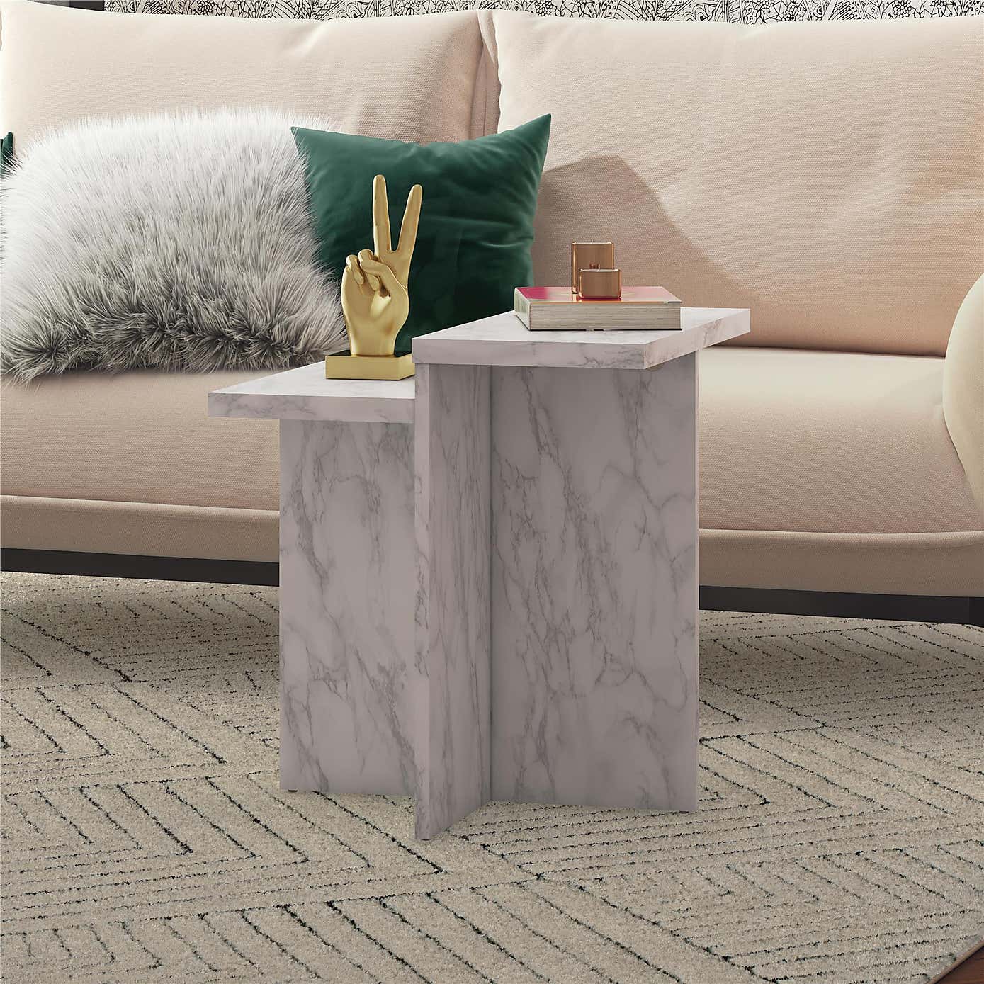 Brielle Side Table, Faux Marble