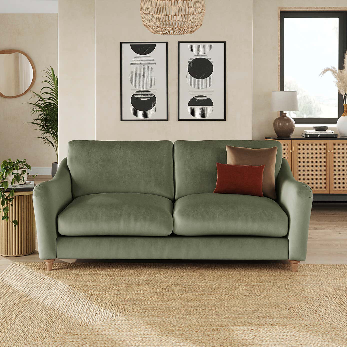 Hattie Matte Plush Velvet 3 Seater Sofa