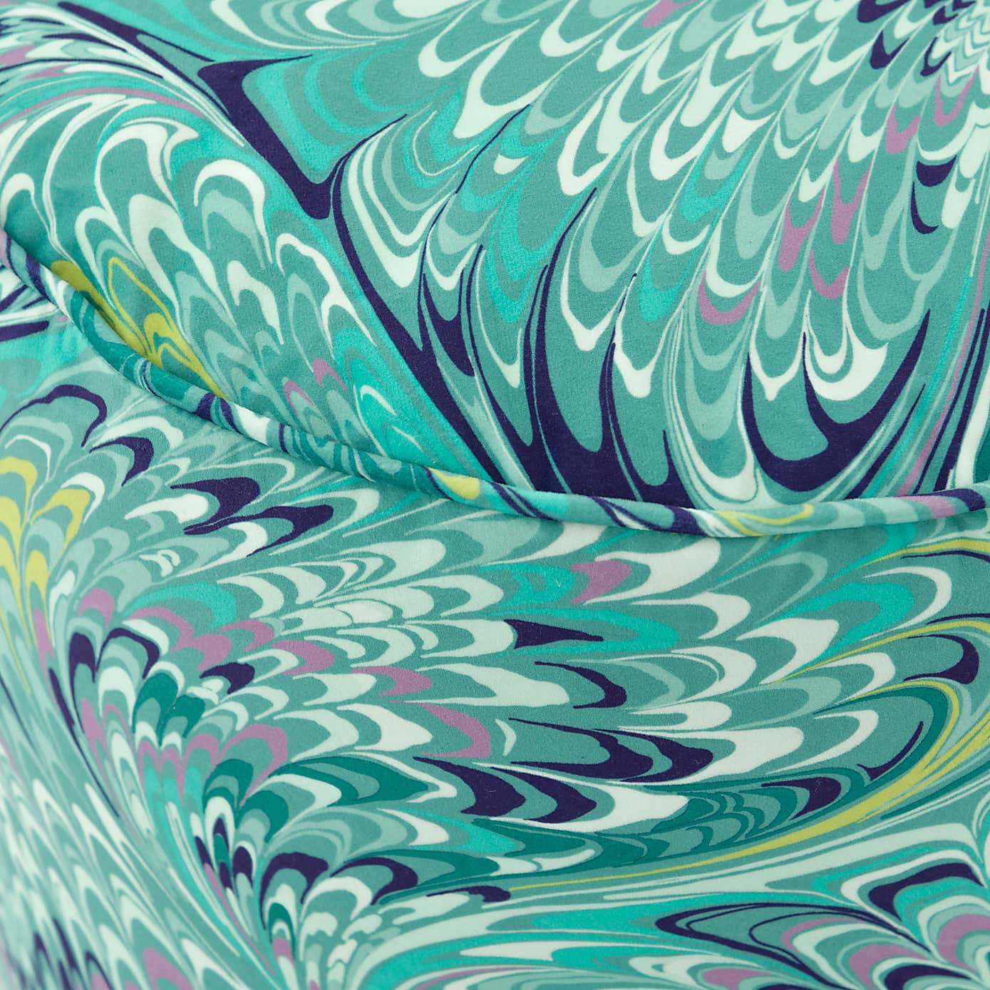 Feather Marble Teal Pouffe