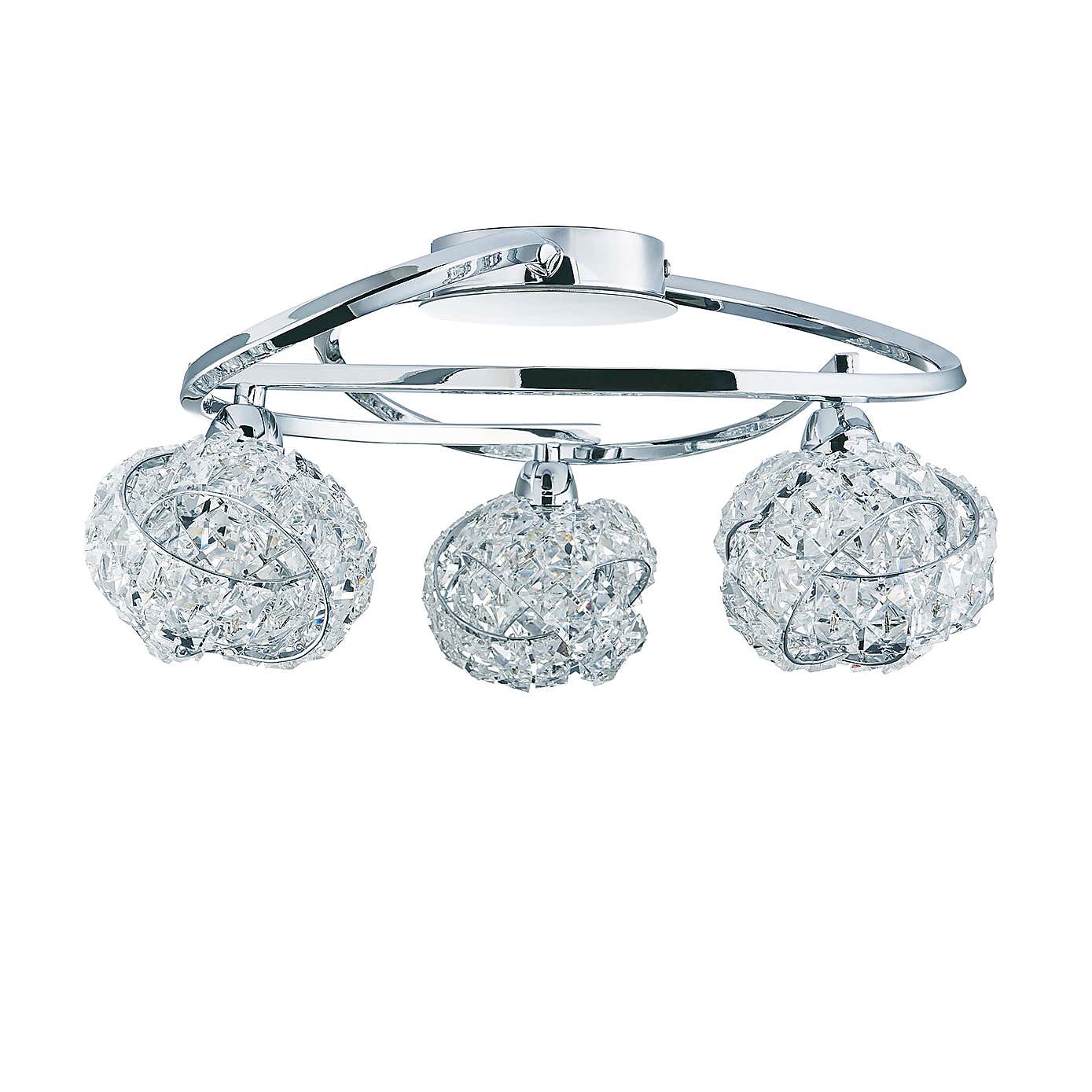 Cecilie 3 Light Crystal Semi-Flush Ceiling Fitting