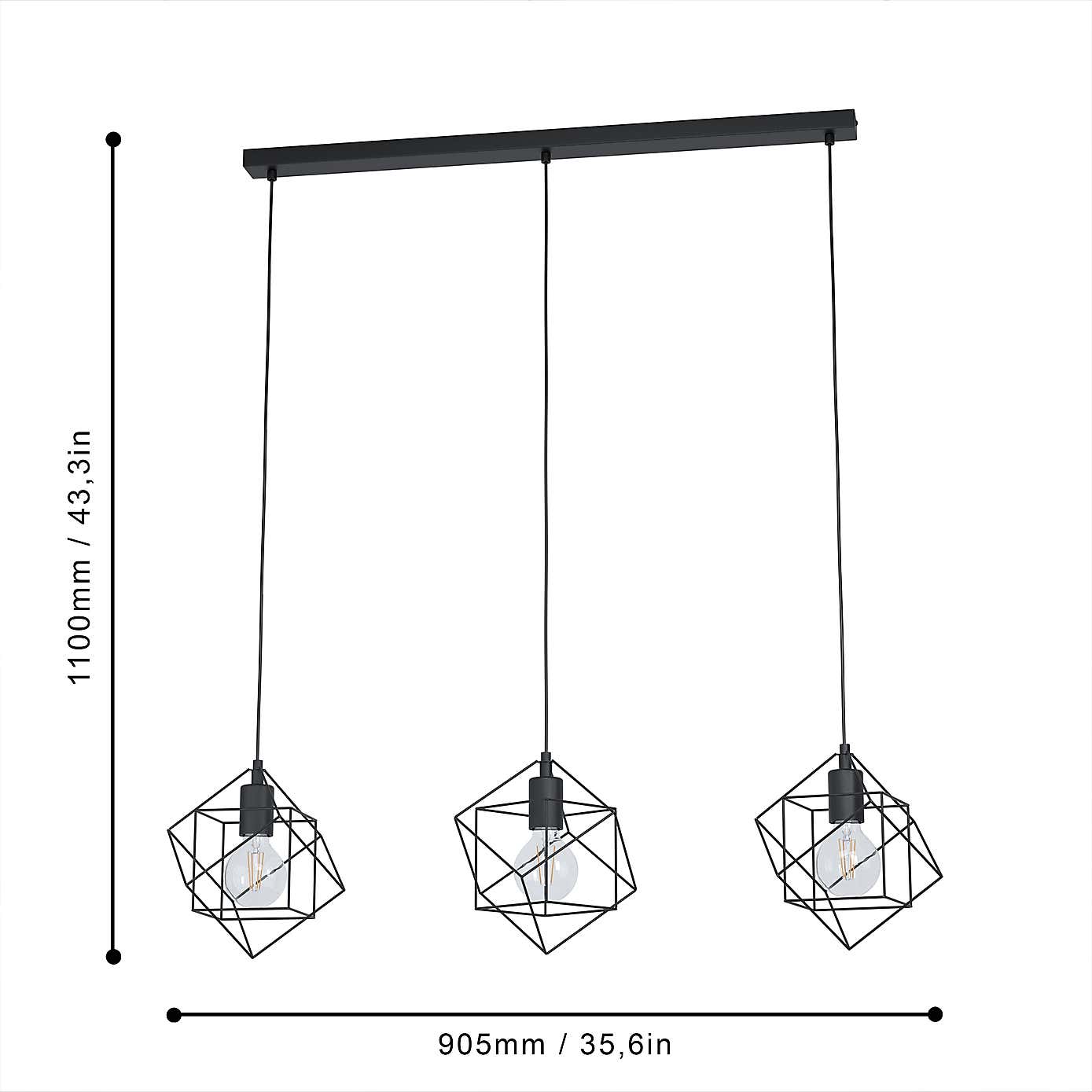 EGLO Straiton Modern 3 Light Diner Ceiling Light