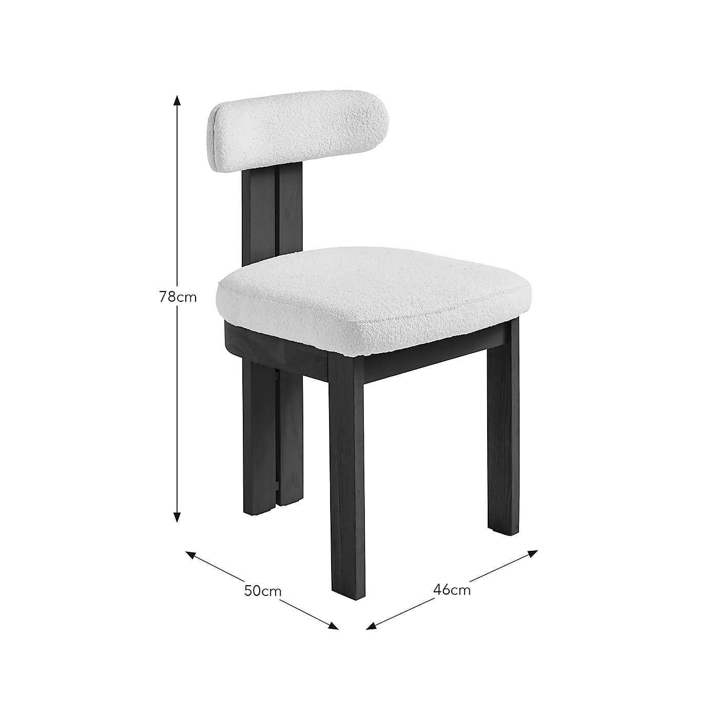 Lovato Dining Chair Stained Oak, Ivory Boucle