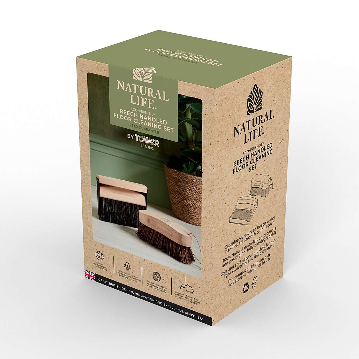 Natural Life Set of 2 Floor Cleaning Brushes