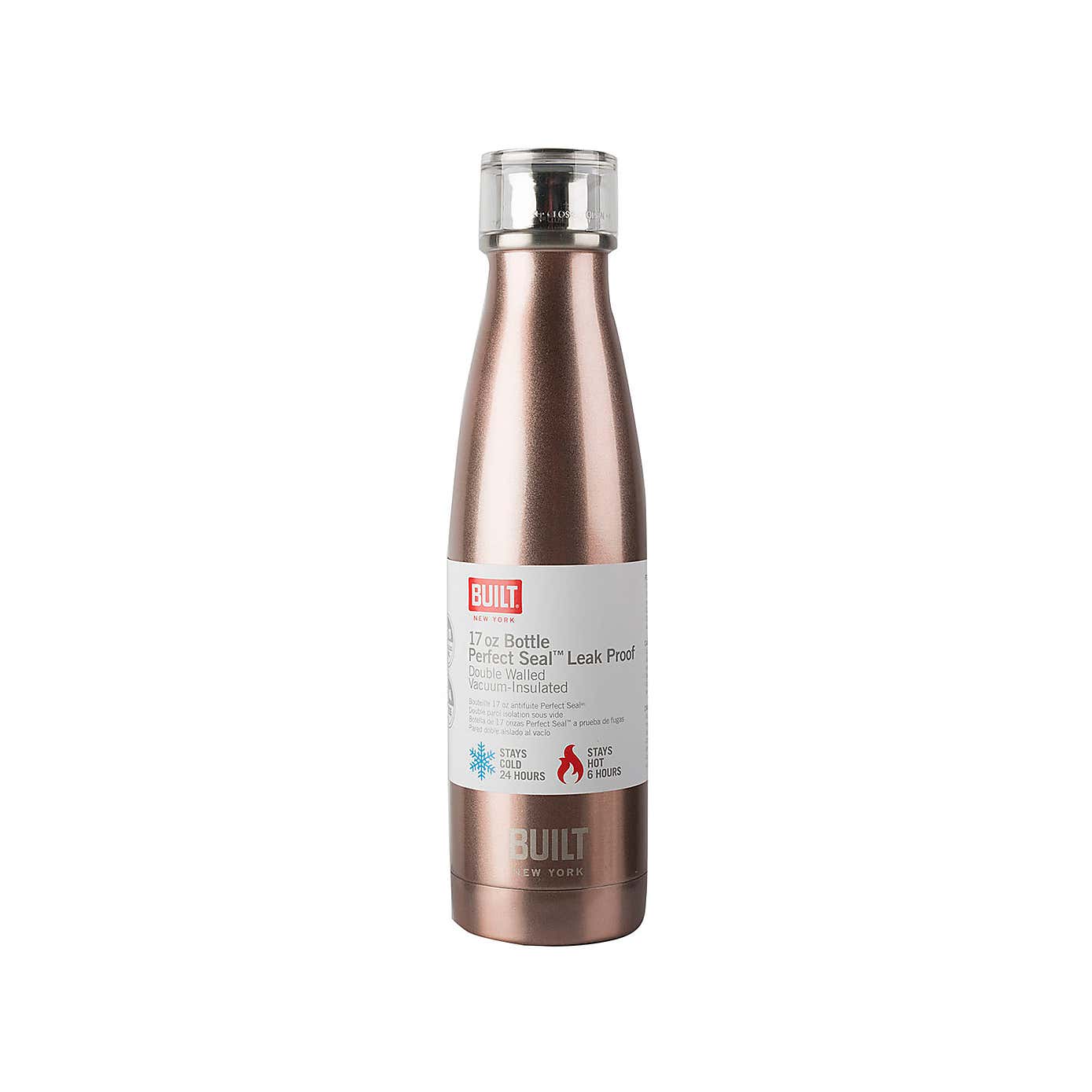 Built 480ml Double Walled Insulated Rose Gold Water Bottle