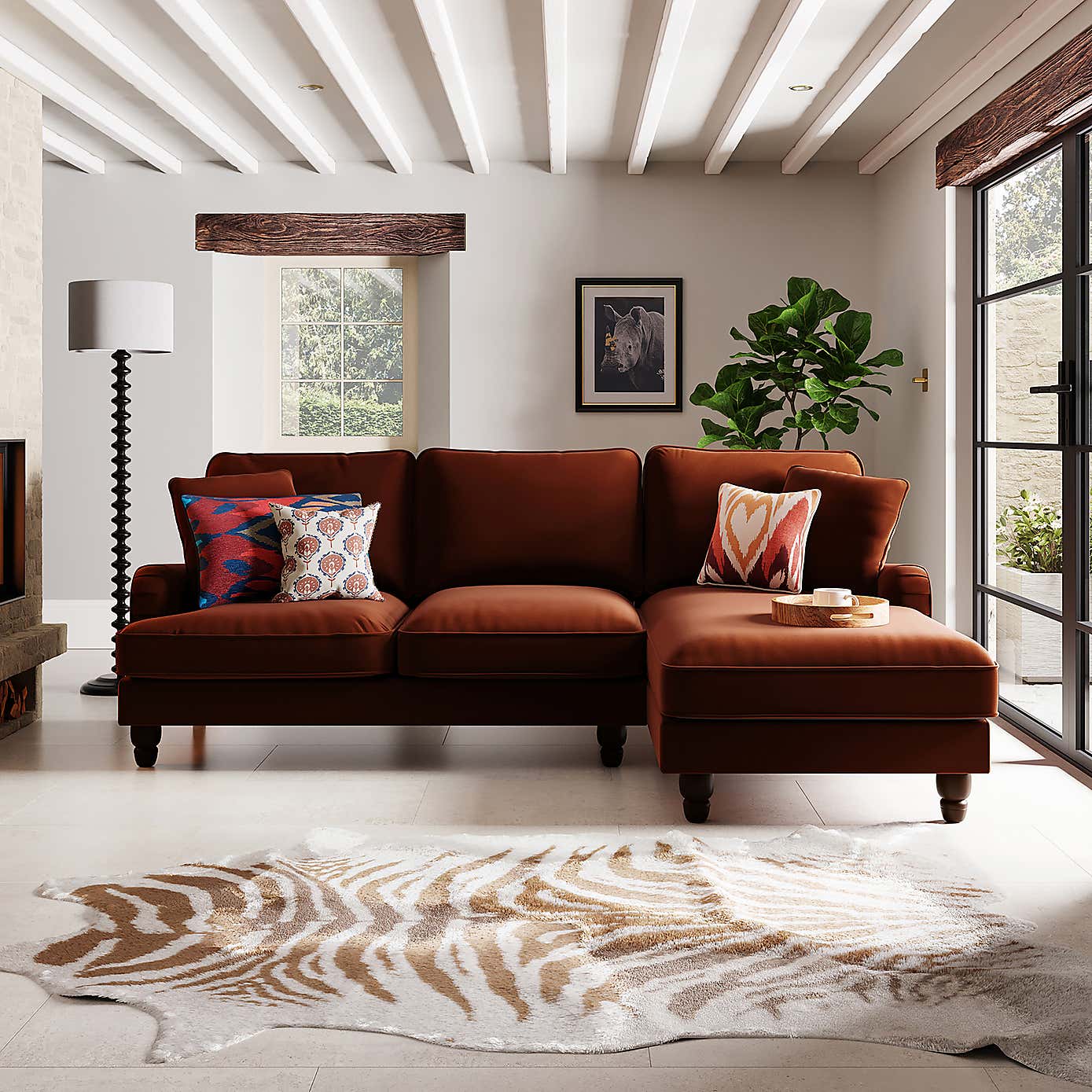 Beatrice Matte Velvet 4 Seater Corner Chaise Double Sofa Bed