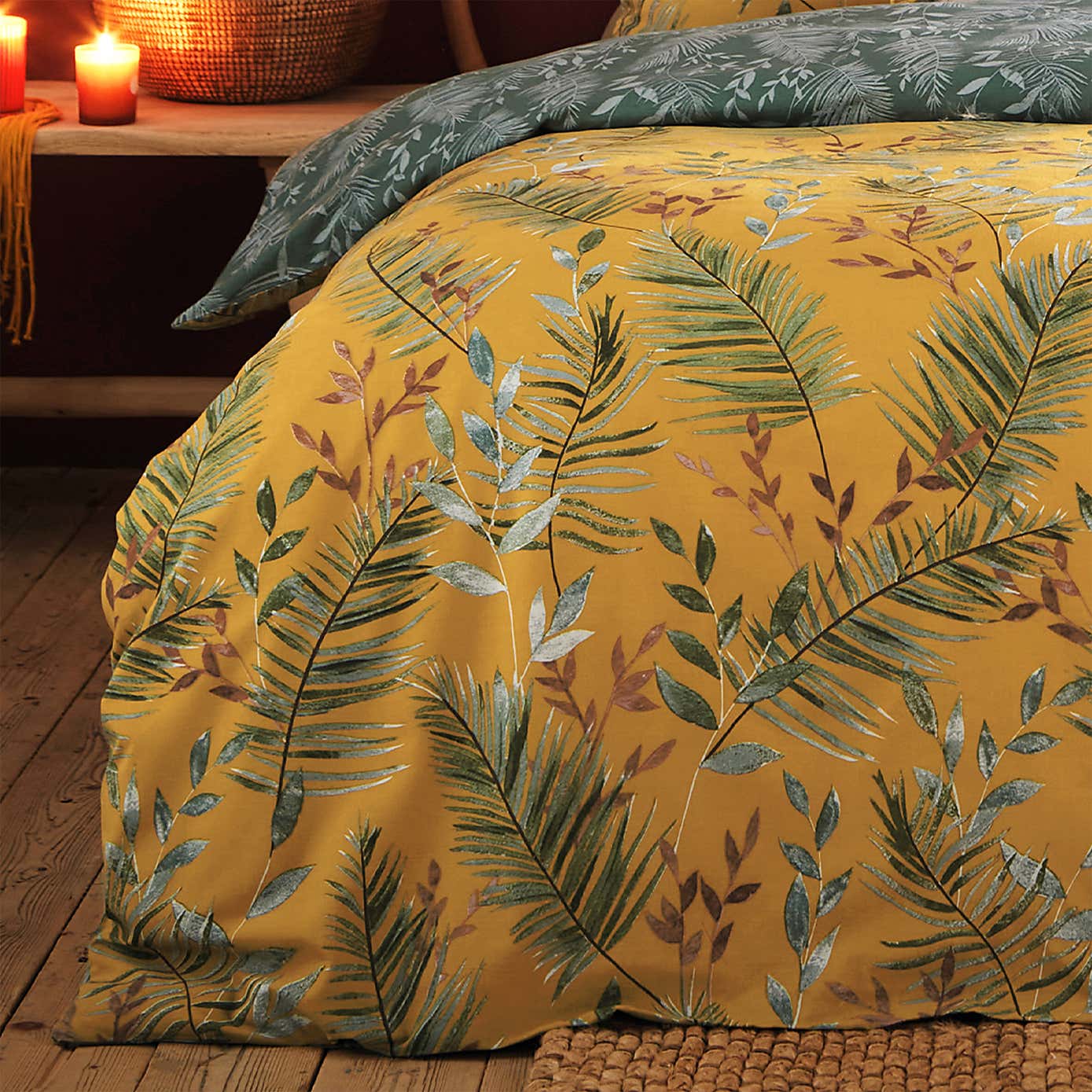 Riva Mazari Mustard Duvet Cover and Pillowcase Set