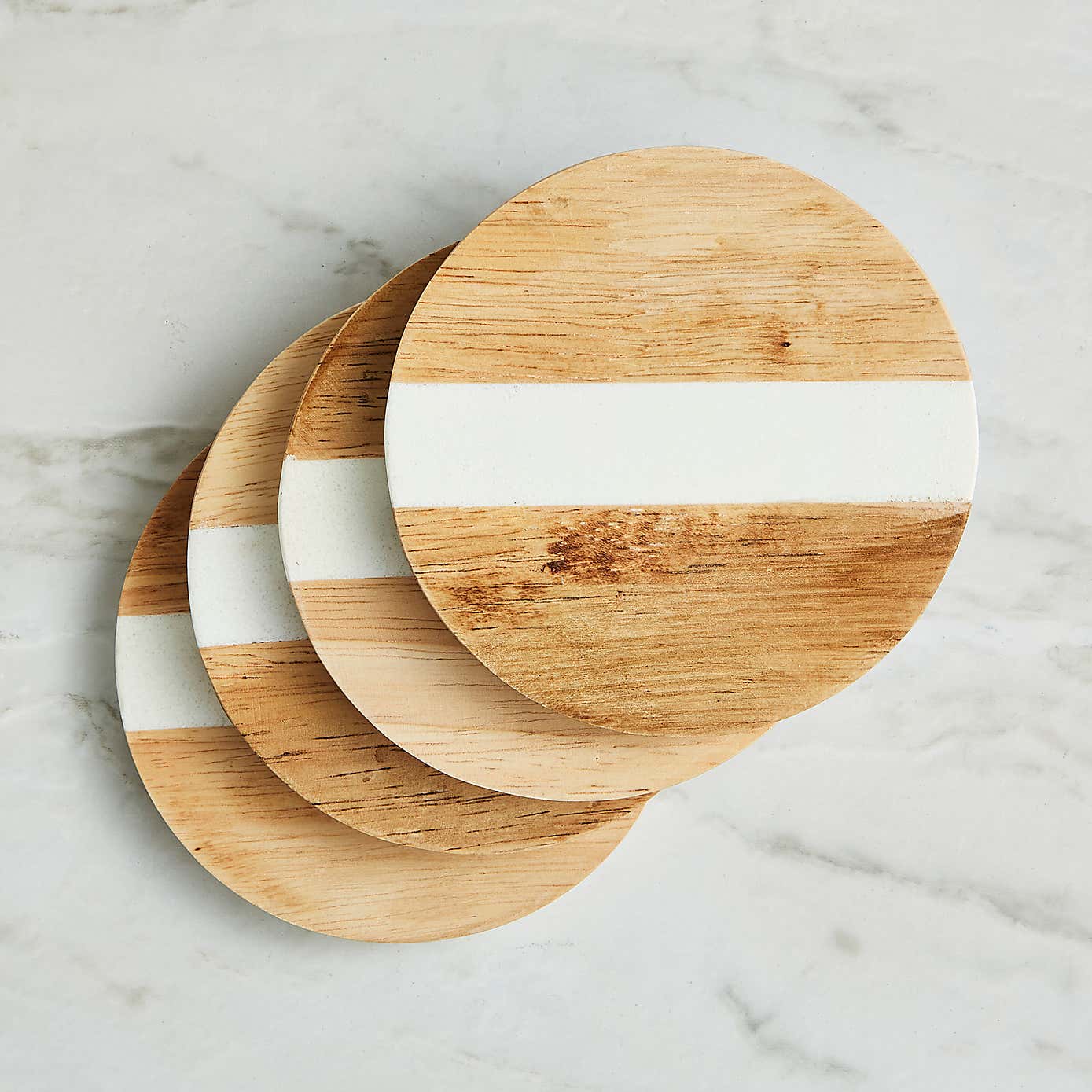 Pack of 4 Vintage Style Wood & Resin Coasters