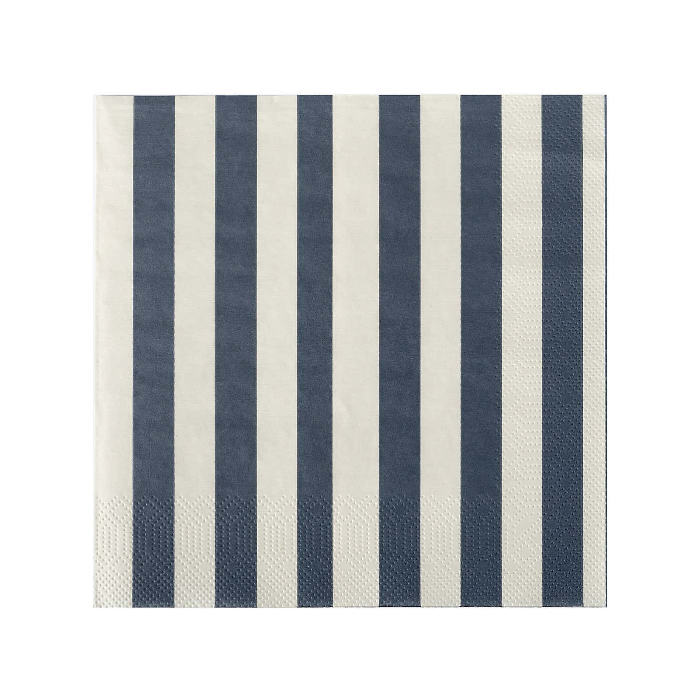Pack of 20 Blue & White Striped Paper Napkins