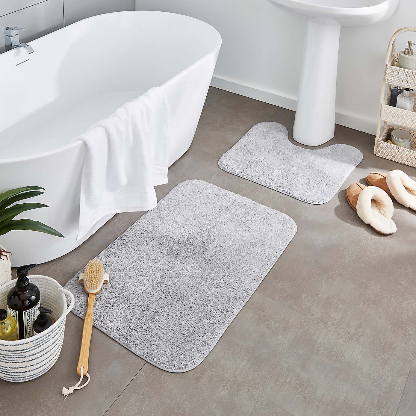 Cotton Anti-Slip Bath & Pedestal Mat Set