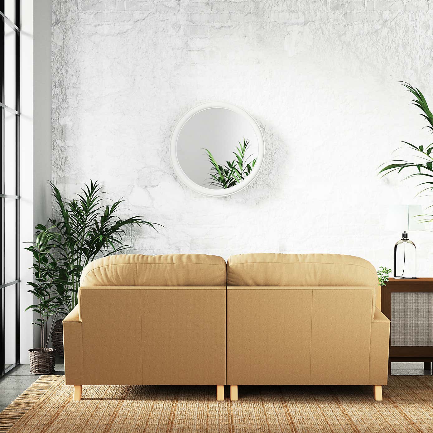 Martha Slub Faux Linen Corner Chaise Sofa