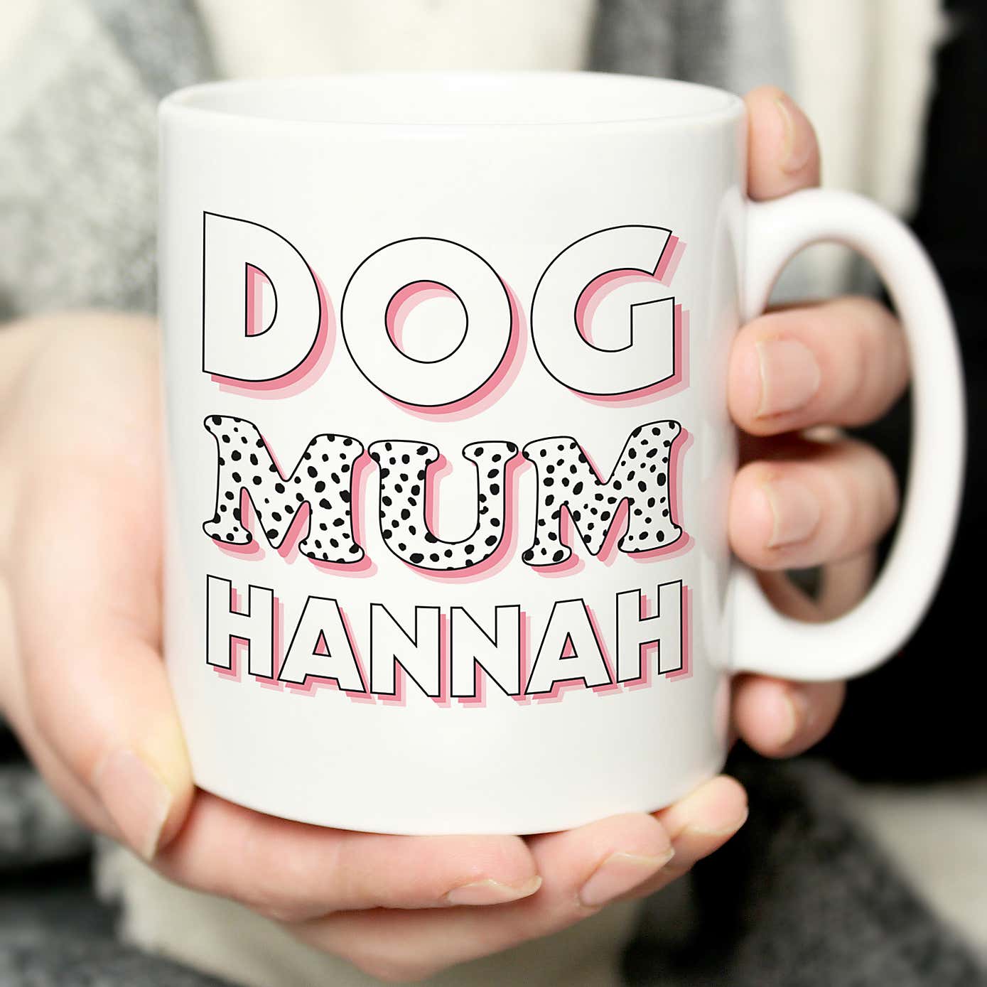 Personalised Dog Mum Spots Mug Pink