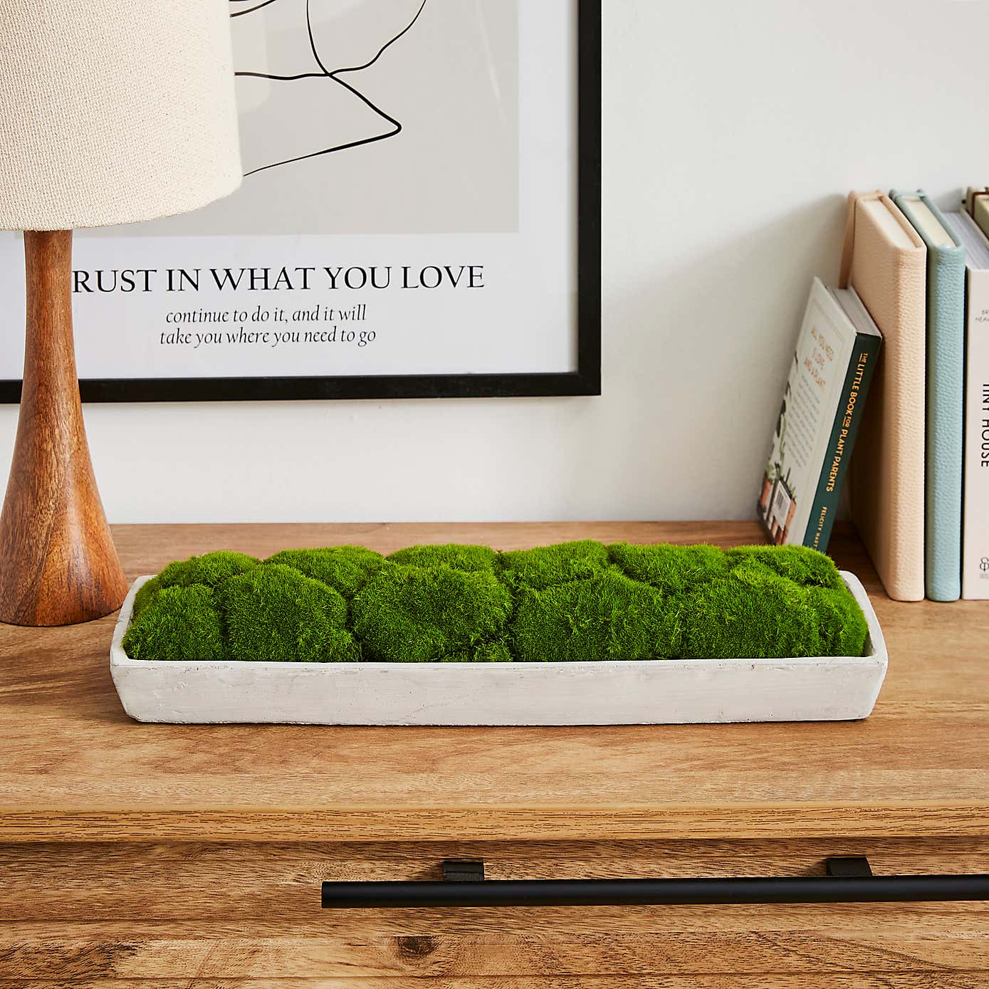 Artificial Moss in Cement Tray