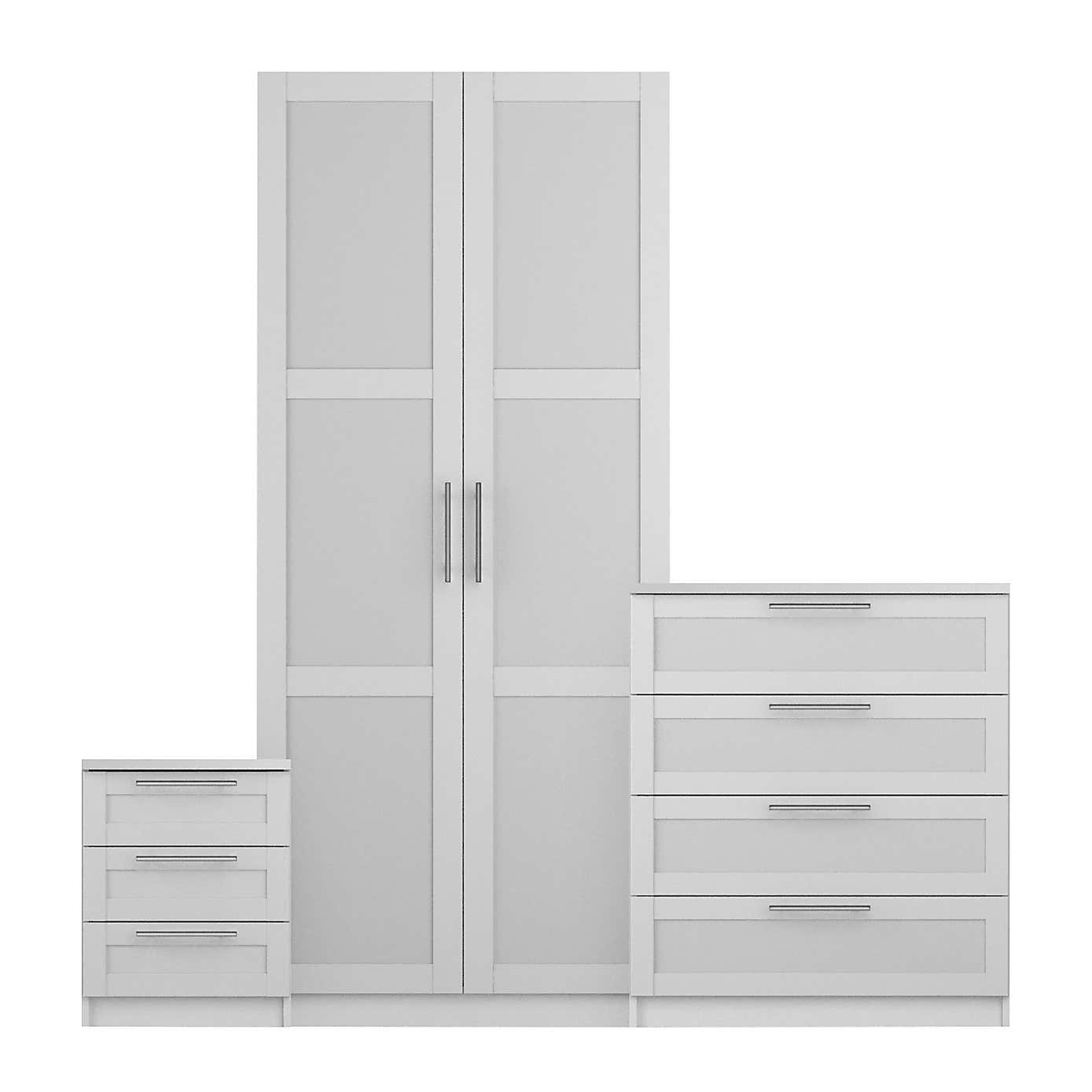 Sudbury Framed 3 Piece Double Wardrobe Bedroom Furniture Set