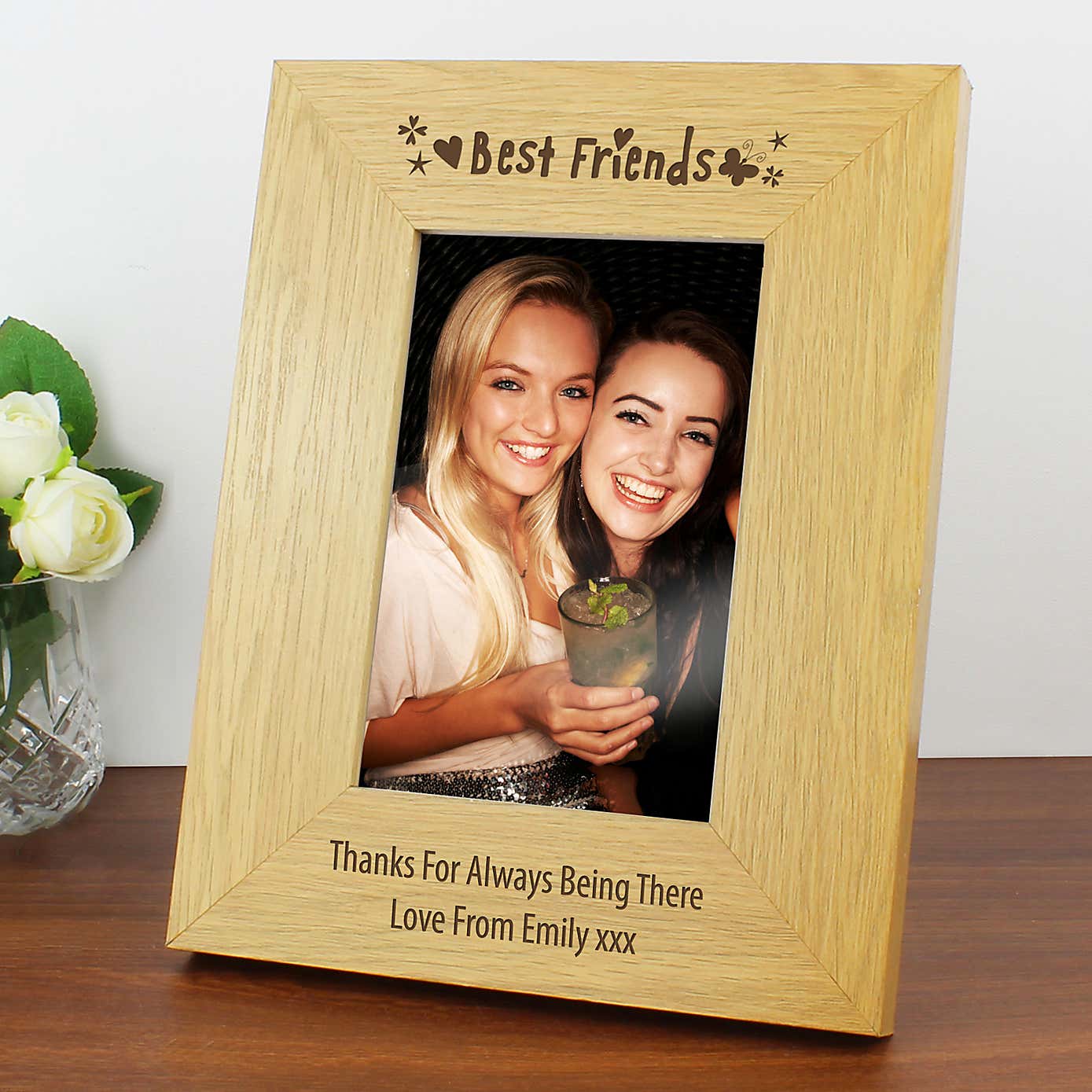 Personalised Oak Effect Best Friends Portrait Photo Frame