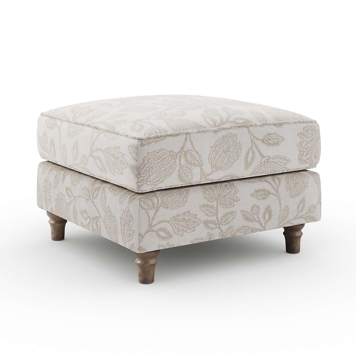 Flori Footstool, Floral Print Fabric