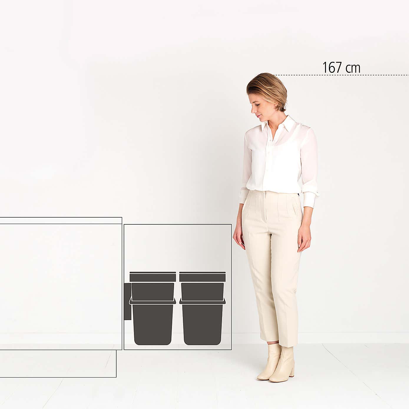 Brabantia Sort and Go Built in Bin 2 x 16L Jade Green Grey