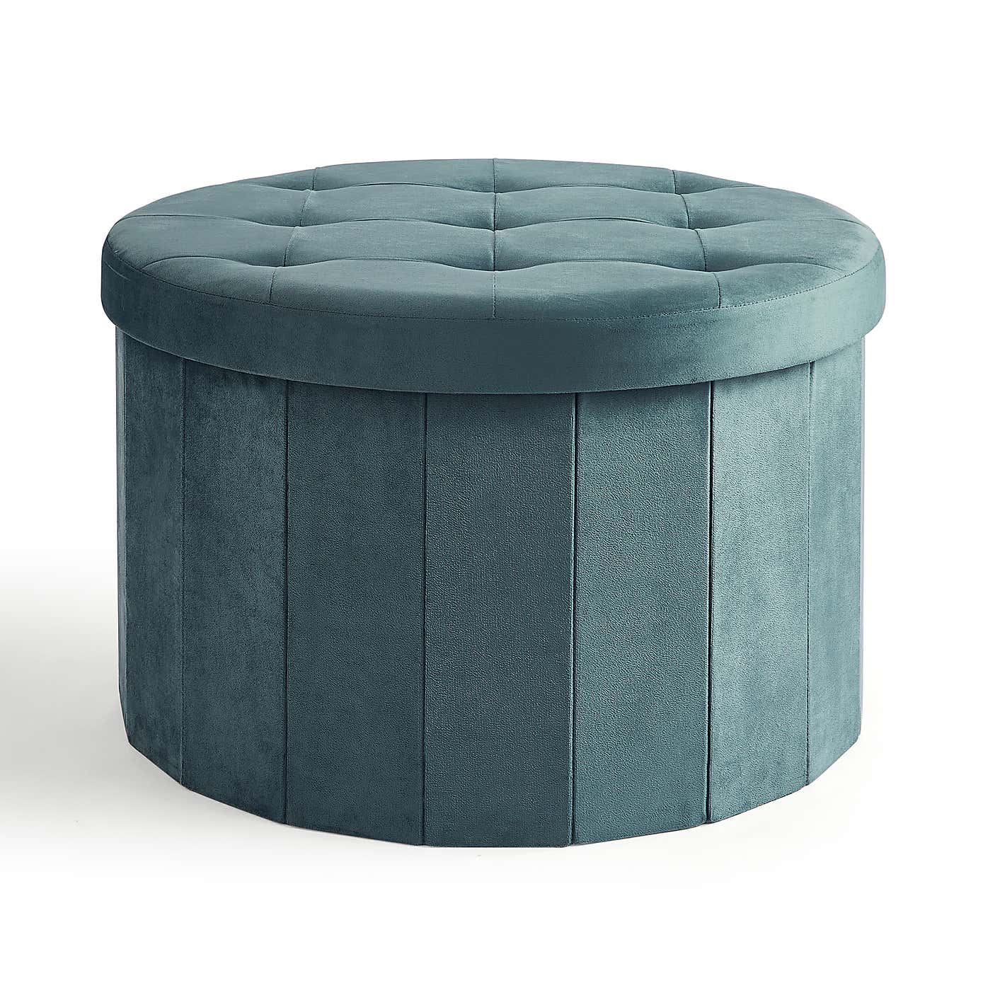 Smart Industrial Large Round Footstool Pacific Velvet
