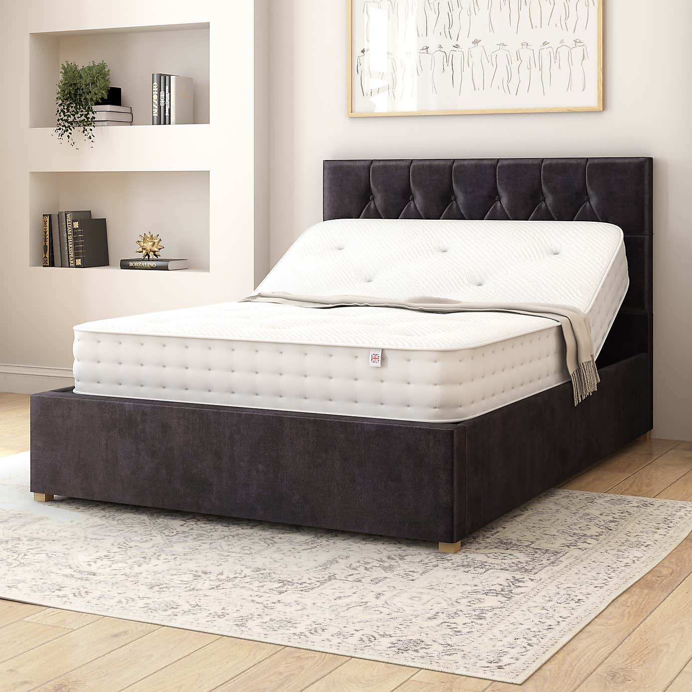Olivier Plush Velvet Adjustable Bed