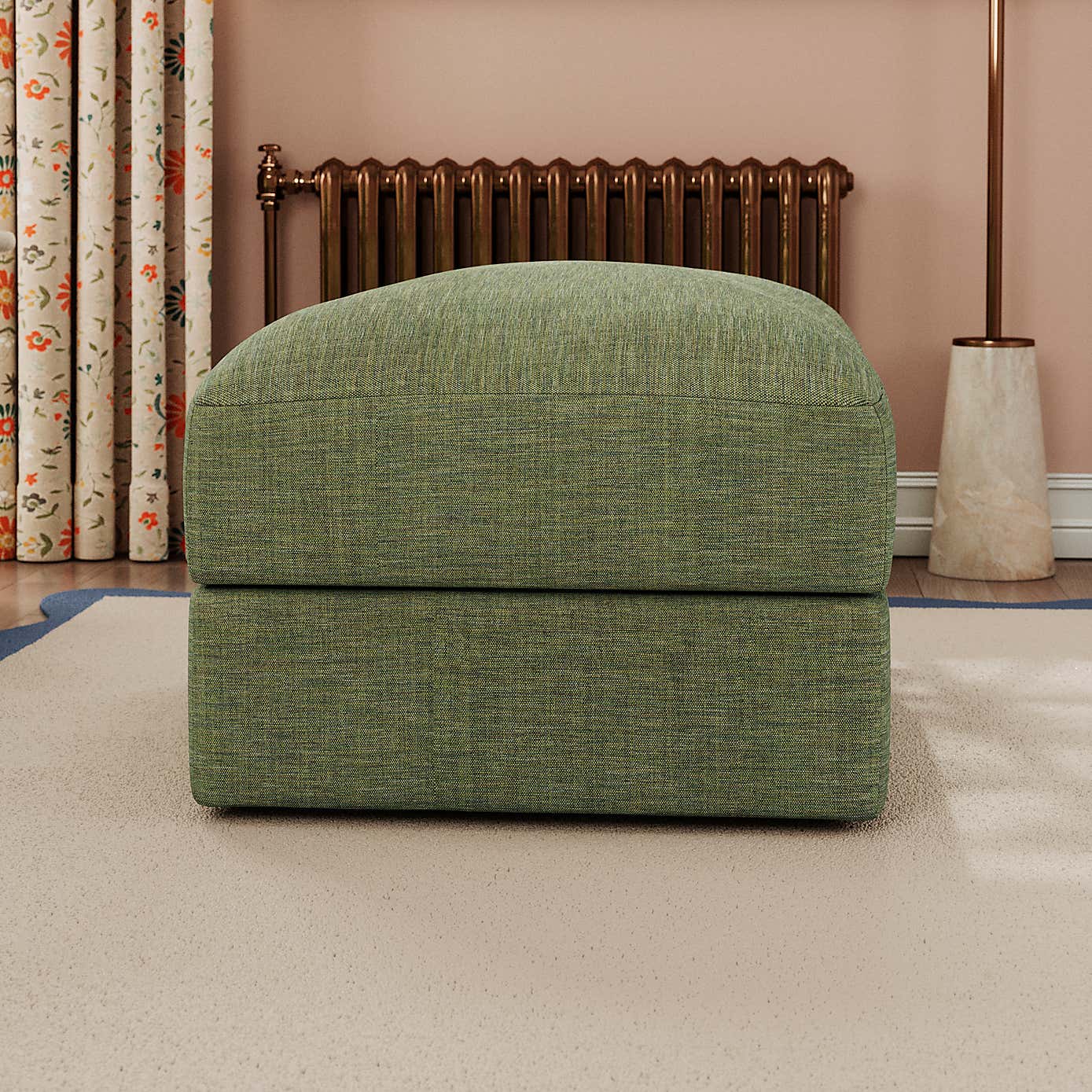 Hattie Slub Faux Linen Storage Footstool