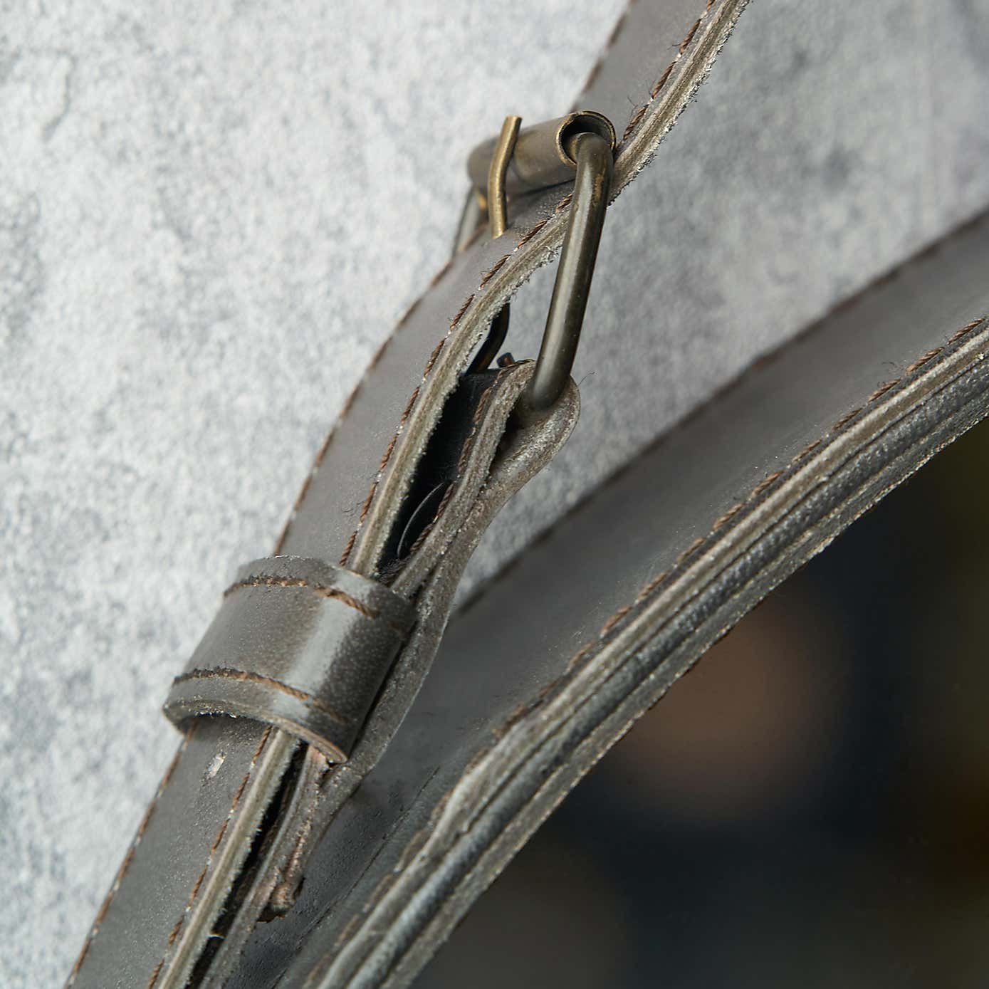 Leather Round Wall Mirror