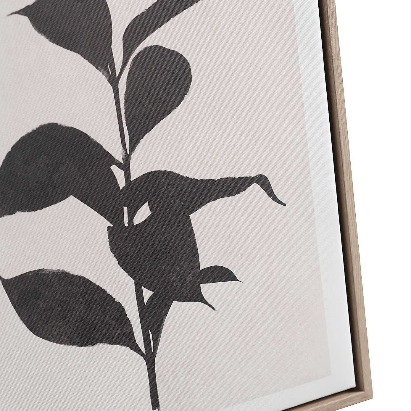 Set of 2 Natural and Black Leaf Print Framed Canvases