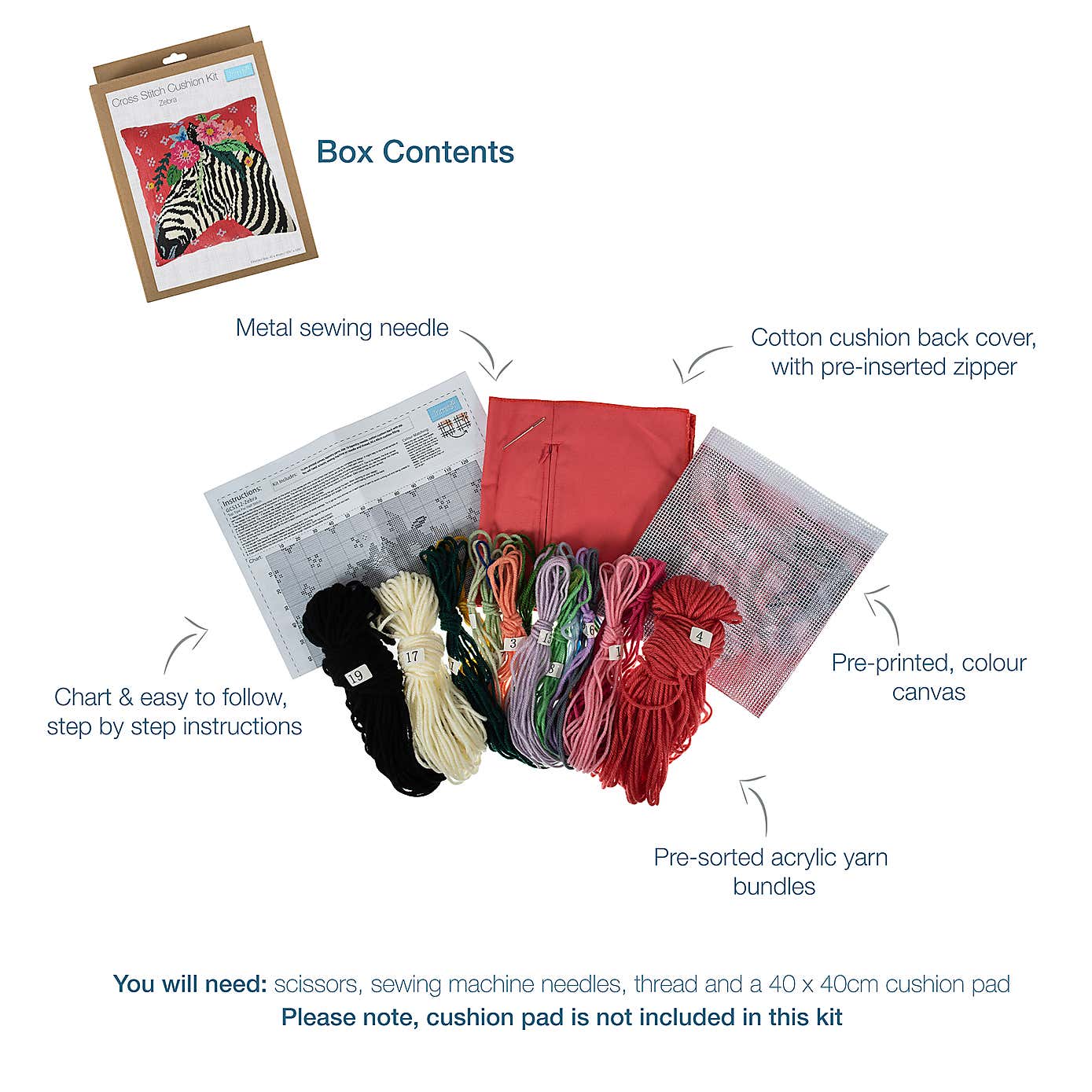 Tapestry Kit Cushion Zebra