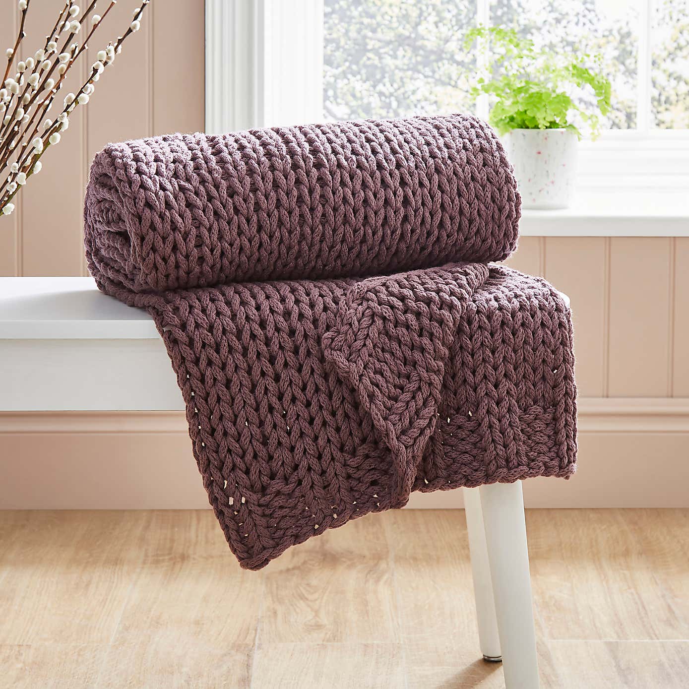 Chunky Knit Recycled Throw 130cm x 170cm