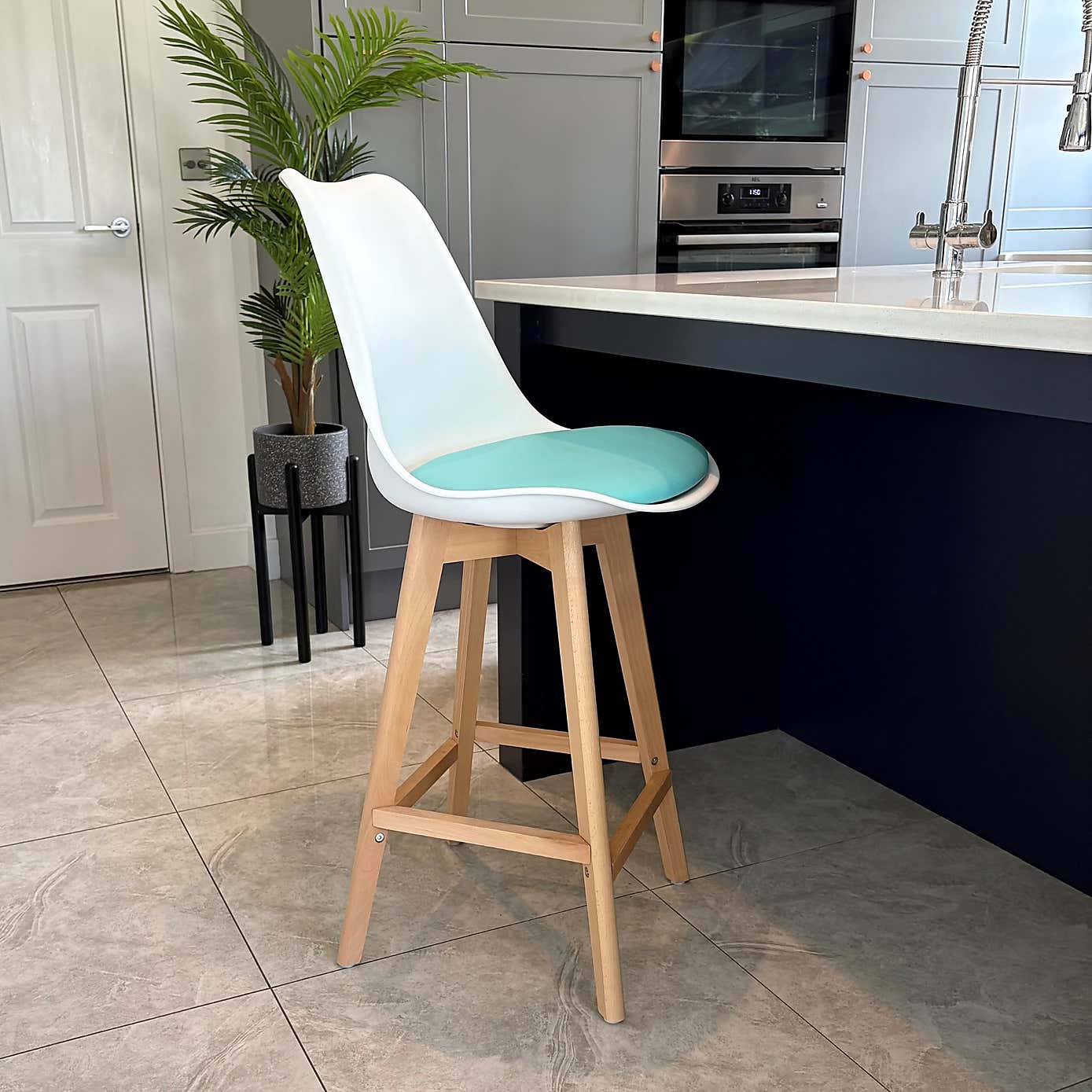 Fusion Living Soho White Plastic Bar Stool