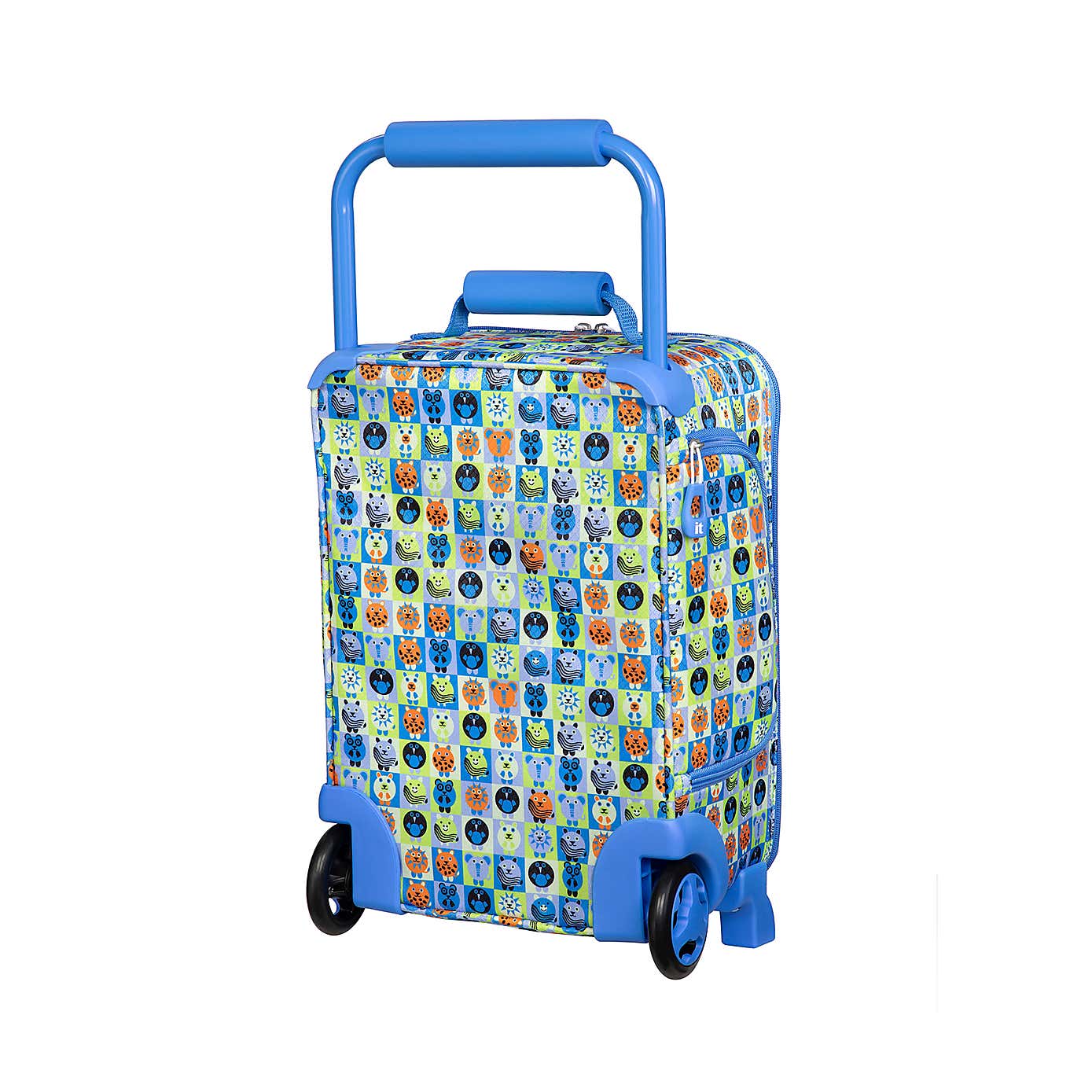 IT Luggage Curiosity Soft Shell Kiddies Minimals Blue Suitcase