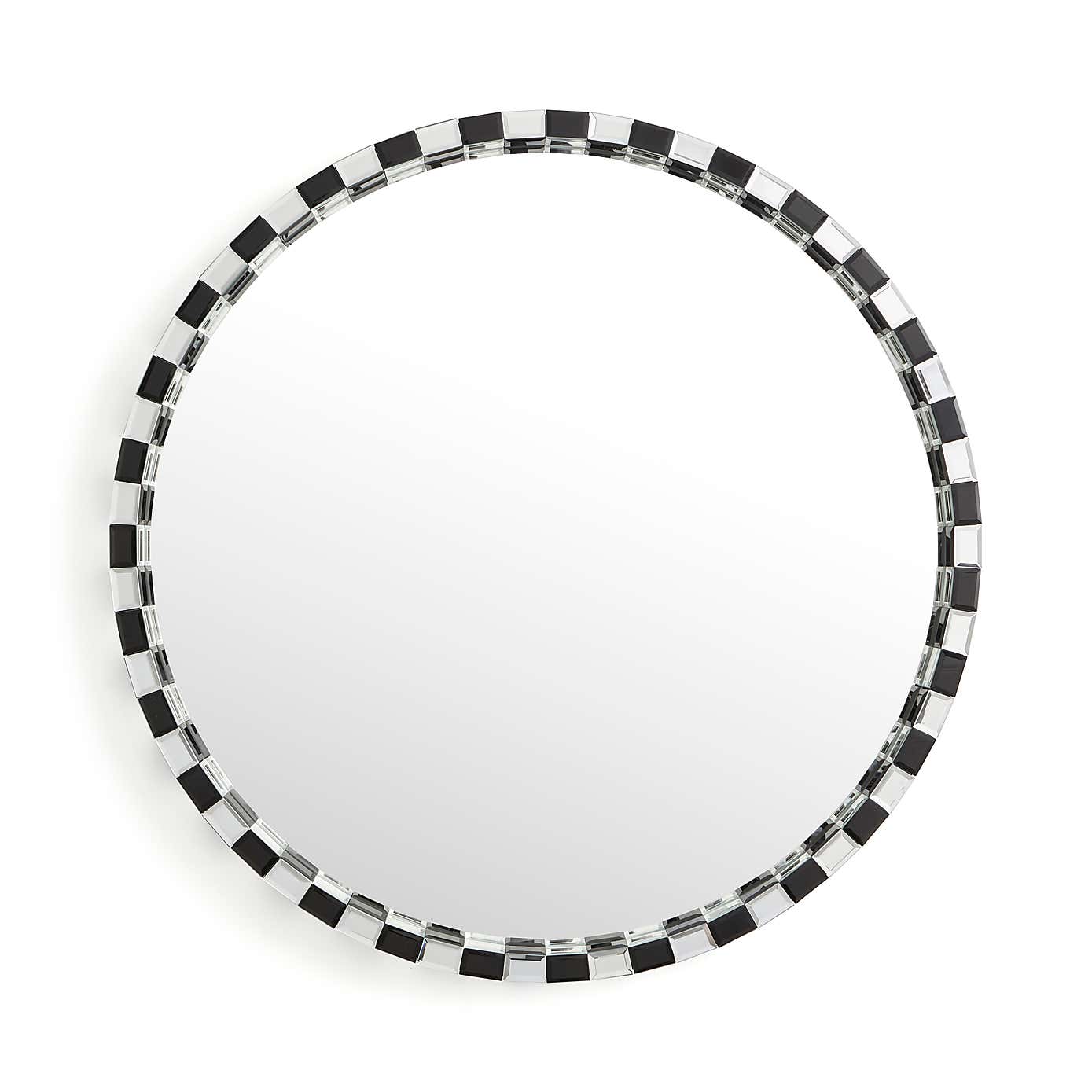 Monochrome Mosaic Edge Round Wall Mirror