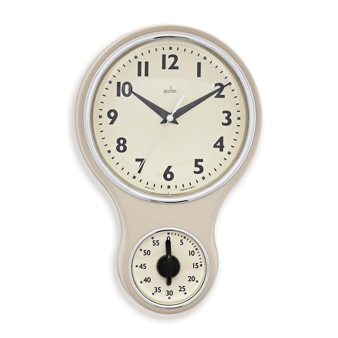 Acctim Kitchen Time Retro Wall Clock Timer Quartz 20cm