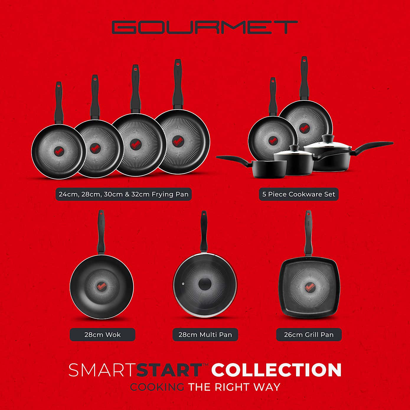 Tower Smart Start Gourmet Non-Stick Aluminium 5 Piece Pan Set