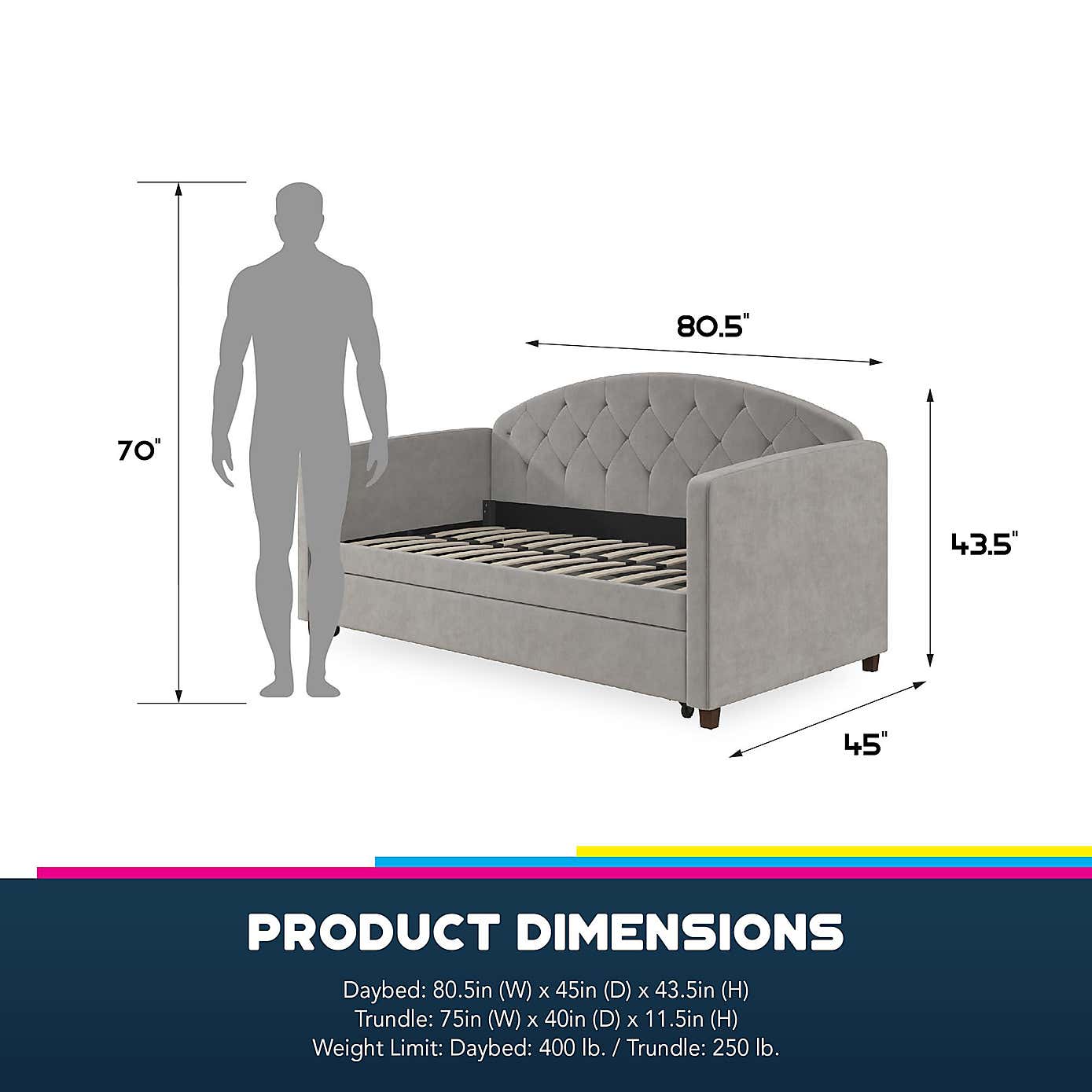 Aspen Velvet Daybed with Trundle