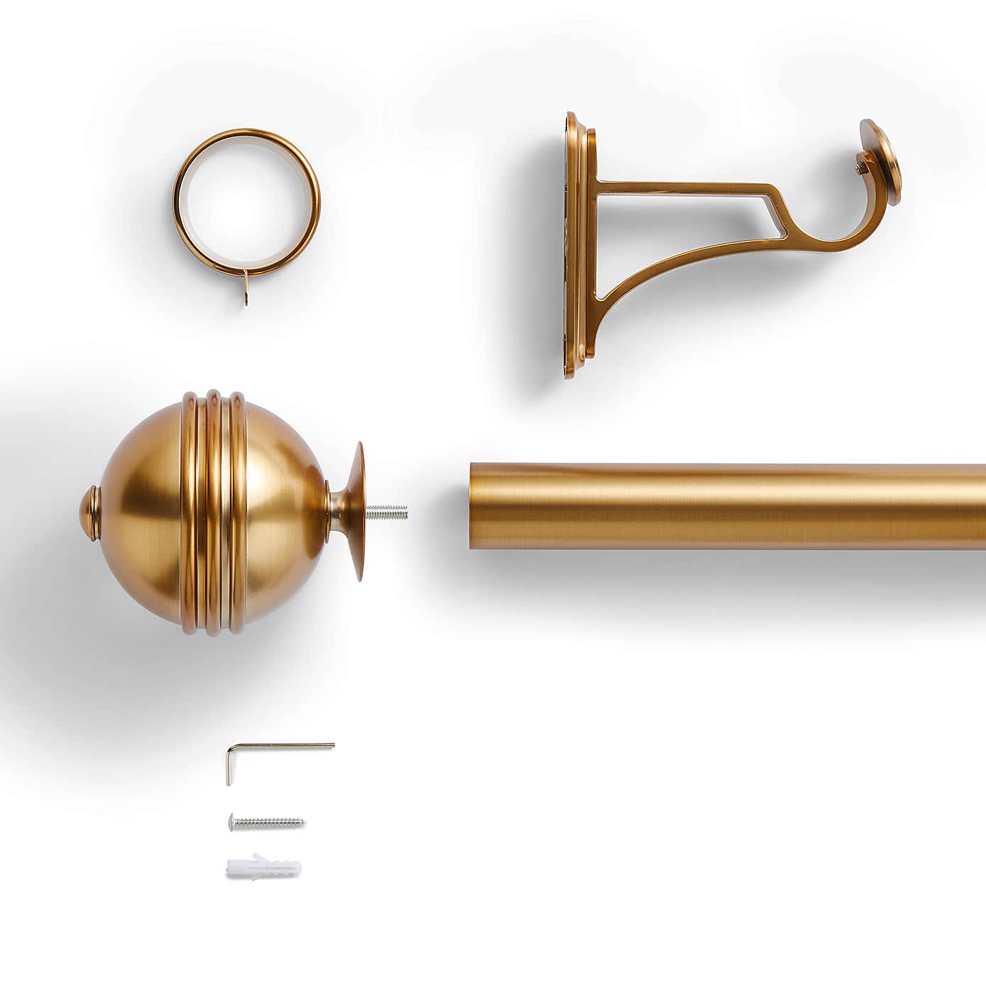 Traditional Ball Fixed Metal Curtain Pole with Rings