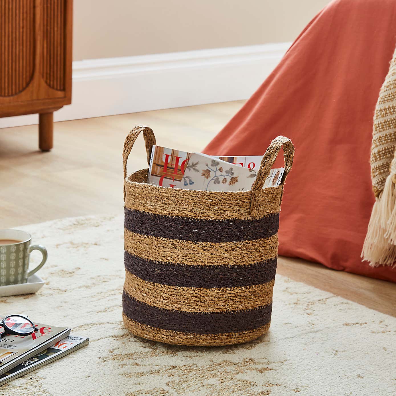 Medium Striped Seagrass Basket