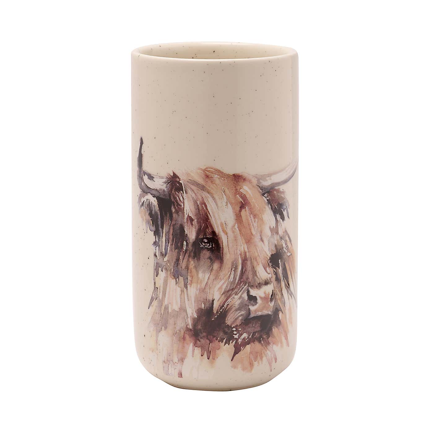 Meg Hawkins Tall Ceramic Highland Cow Vase