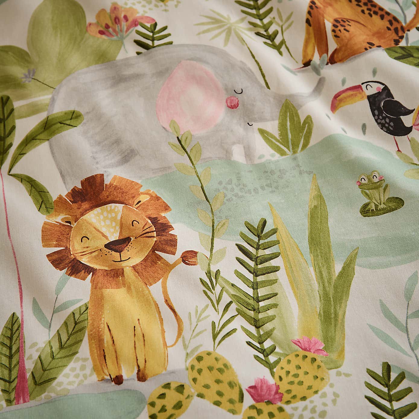 Jungle Friends 100% Cotton Reversible Duvet Cover and Pillowcase Set