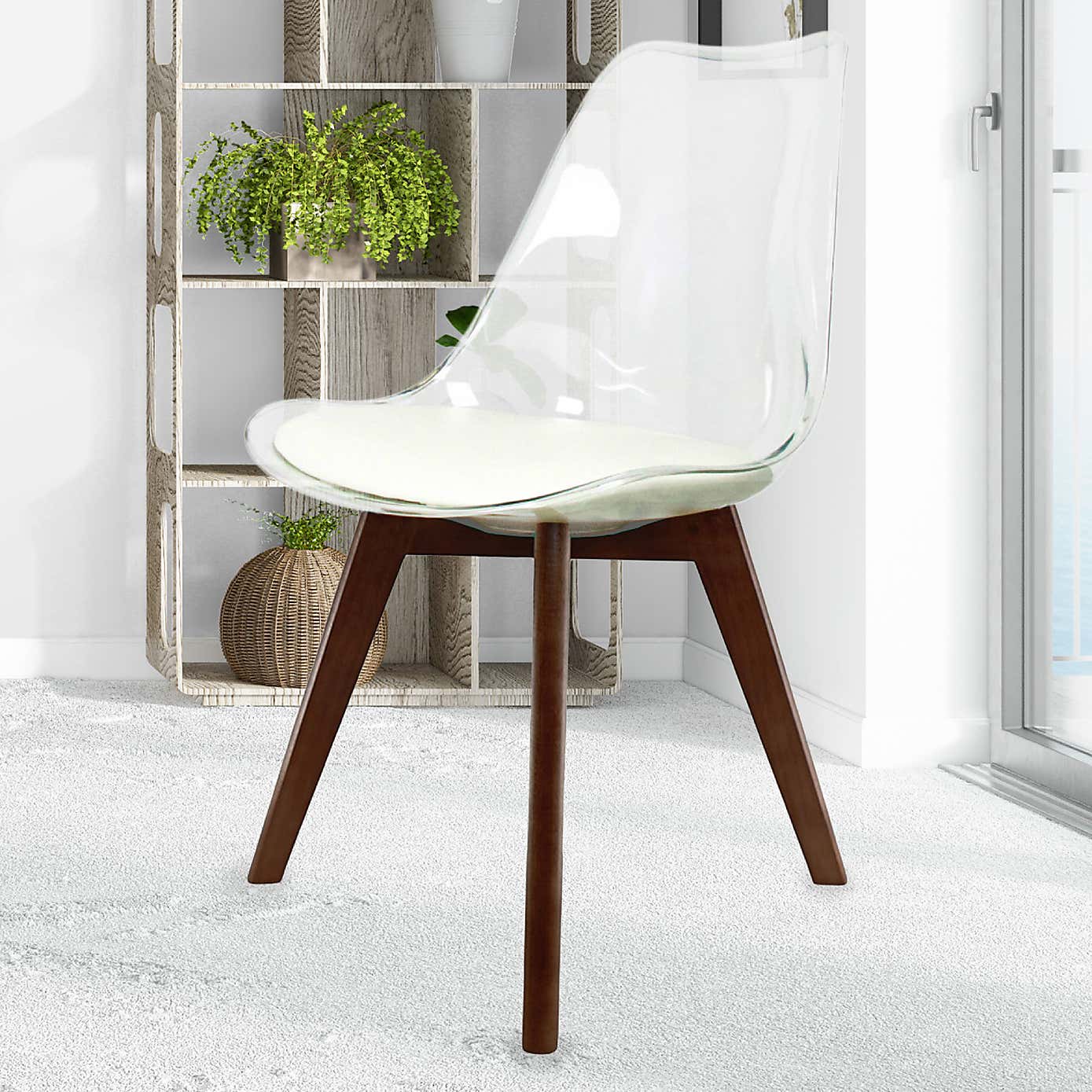 Fusion Living Soho Clear Plastic Dining Chair with Squared Legs