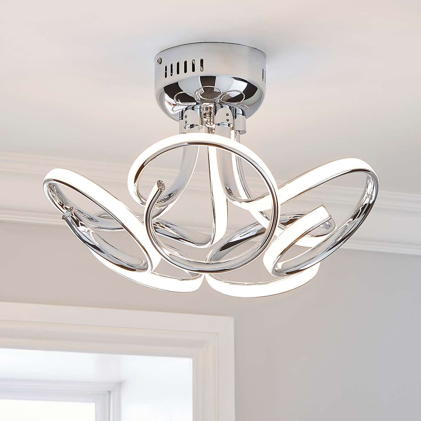 Cortez 5 Light Integrated LED Swirl Semi-Flush Ceiling Fitting