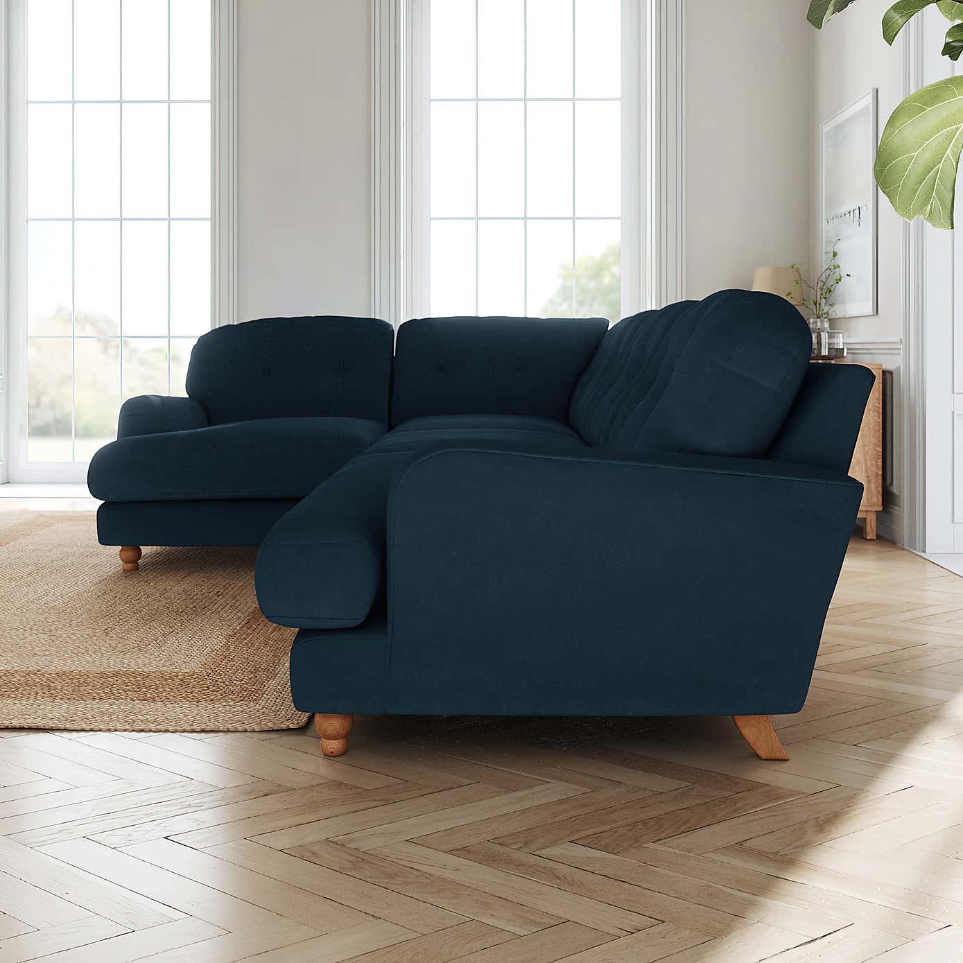 Martha Matte Plush Velvet Full Corner Sofa