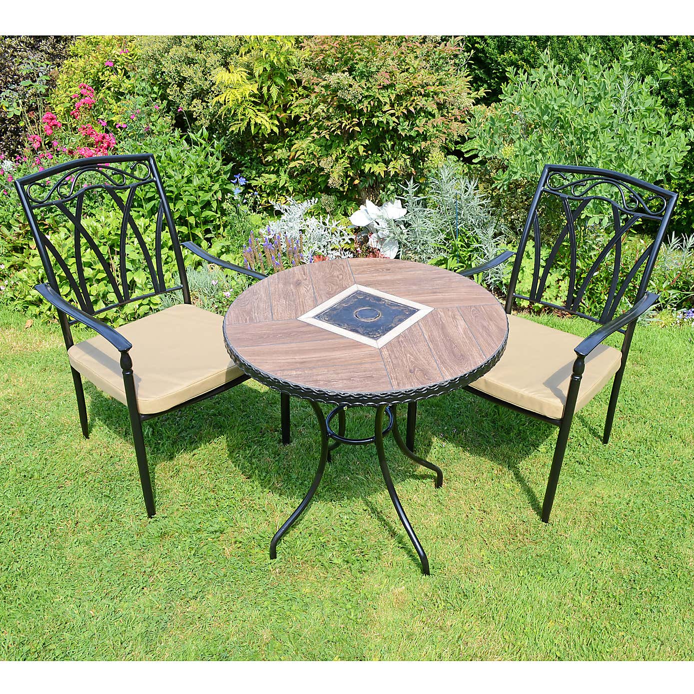 Harrison 71cm Bistro Table Set with 2 Austin Chairs