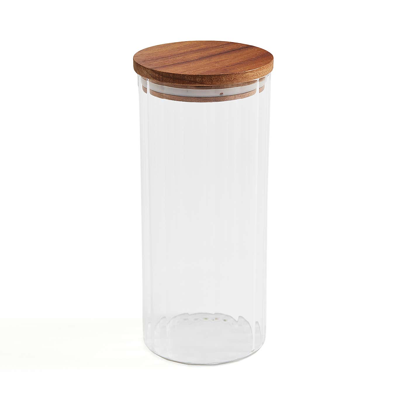 Acacia Ribbed Glass Jar