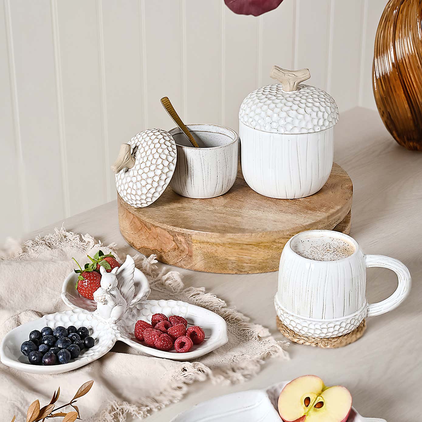 Country Living Ceramic Acorn Serving Plate