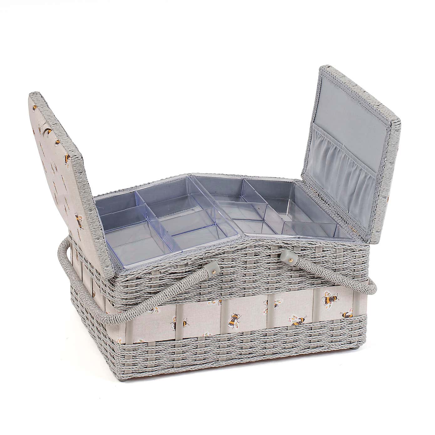 Hobby Gift Bee Wicker TwinLid Sewing Basket